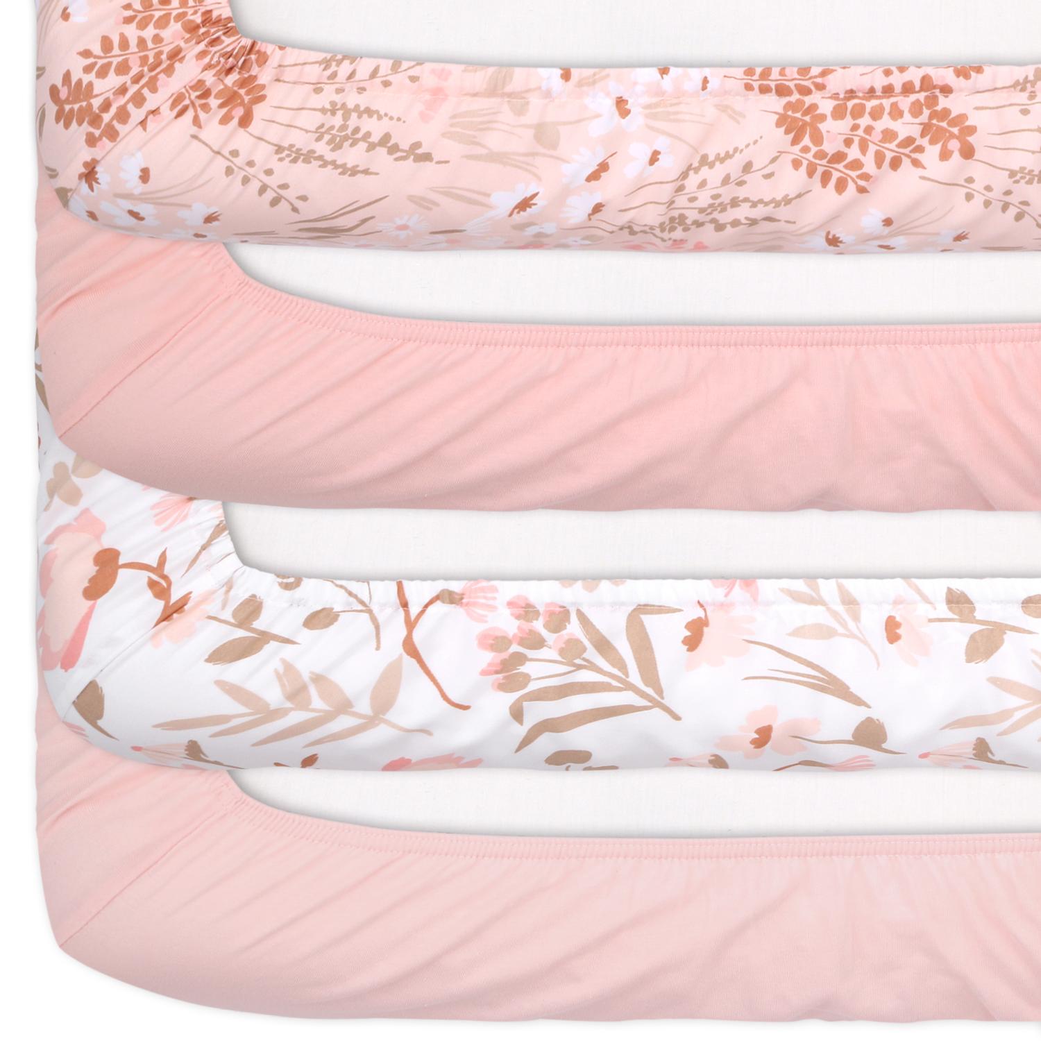 Whimsical Floral 4-Pack Fitted Crib Sheet Set