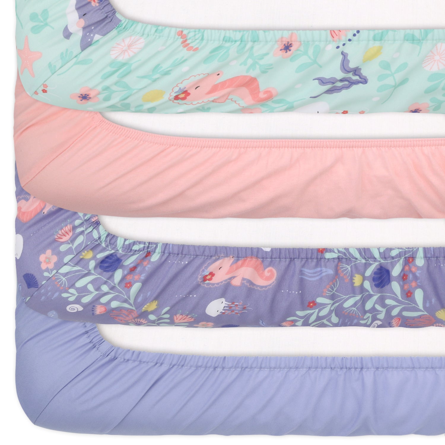 Ocean Girl 4-Pack Fitted Crib Sheet Set