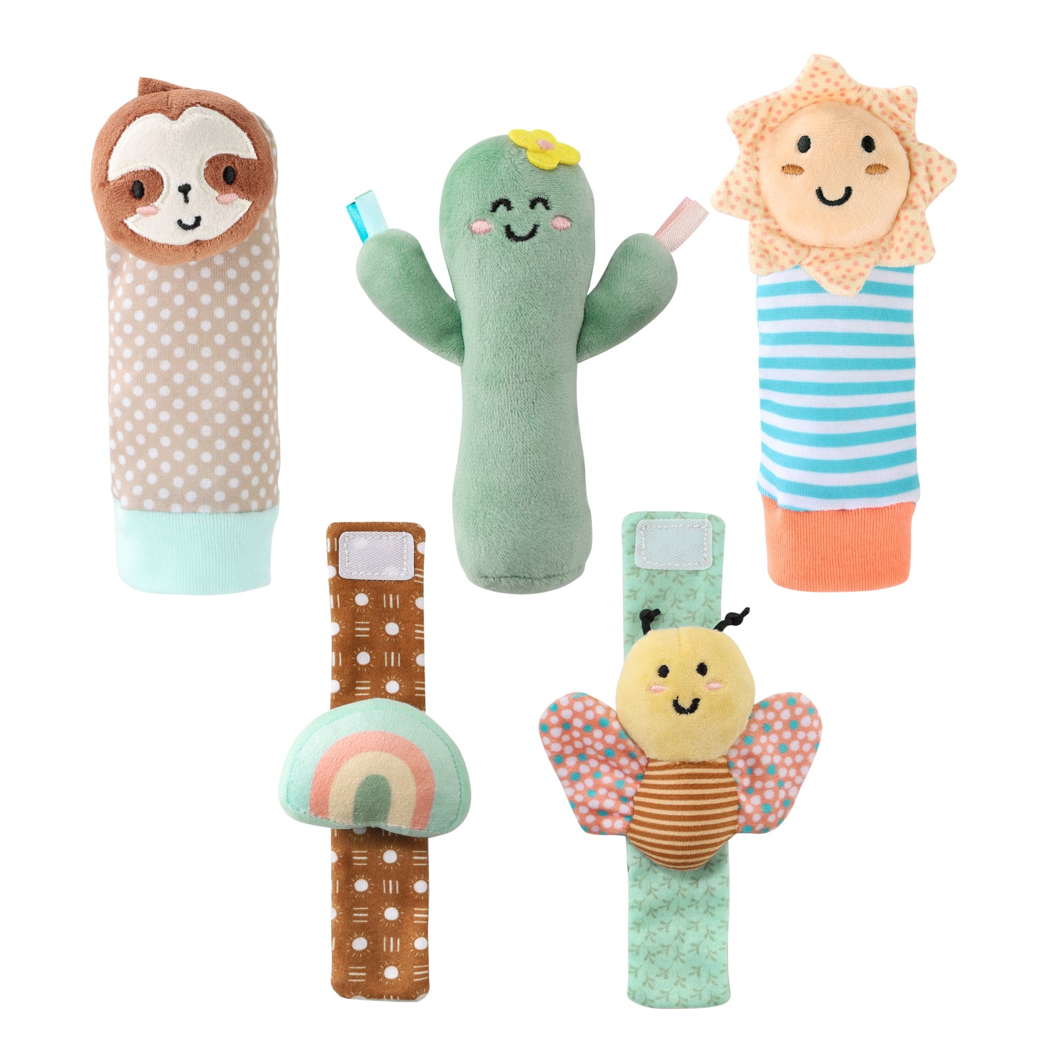 Boho Baby Rattle Socks and Wrist Rattle Set, 5 Piece 