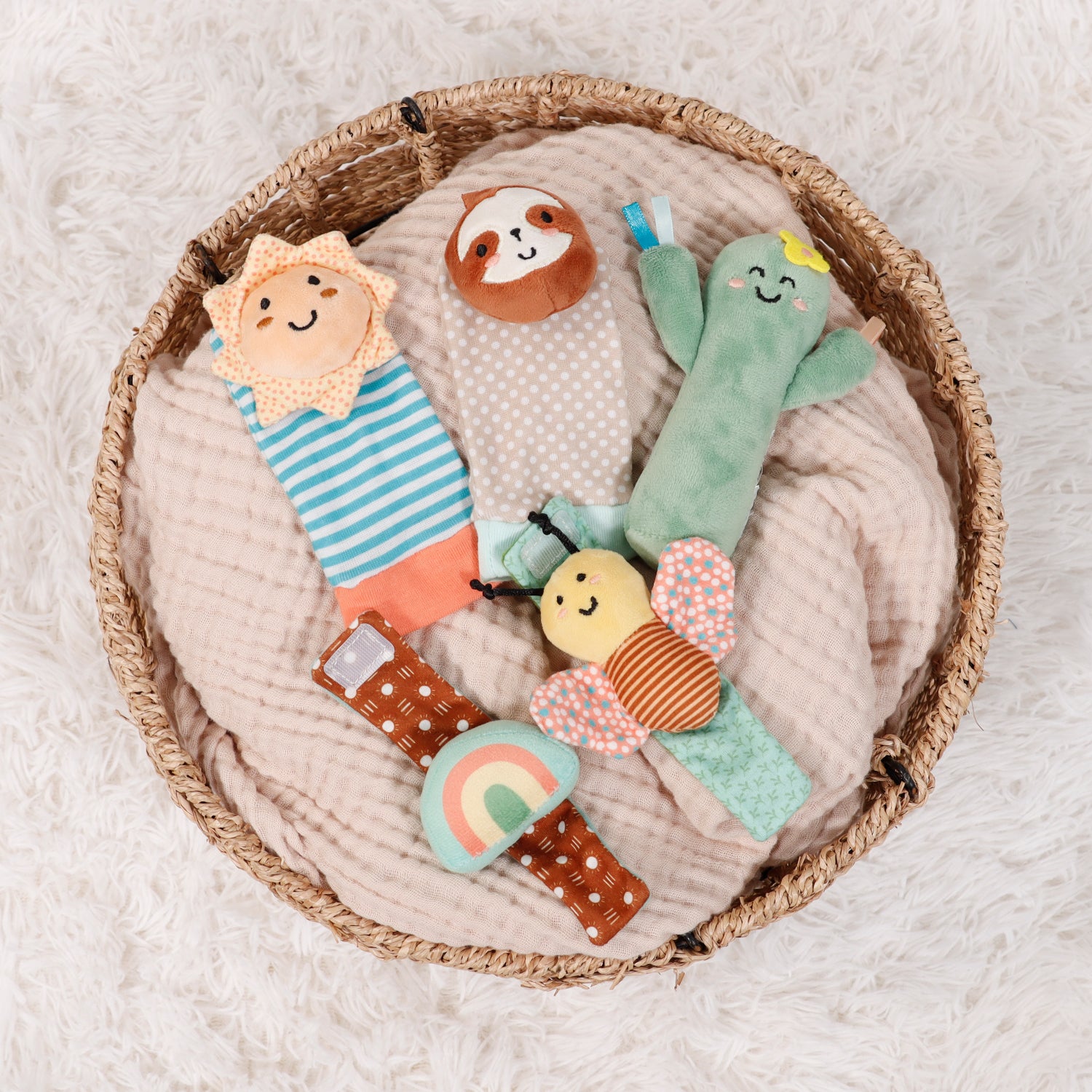 Boho Baby Rattle Socks and Wrist Rattle Set, 5 Piece 