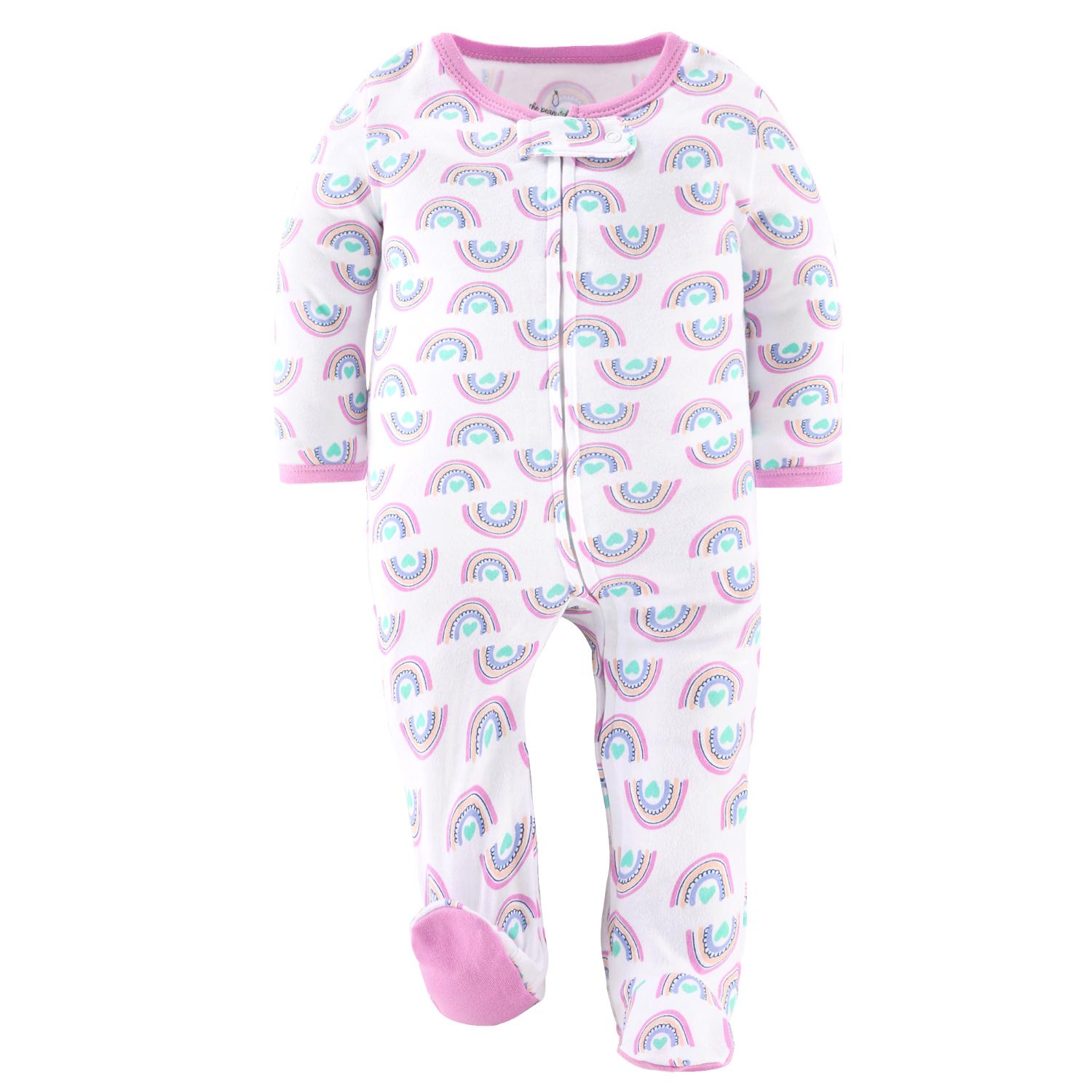 Dino Girl Footed Baby Sleepers for Girls, 3 Pack