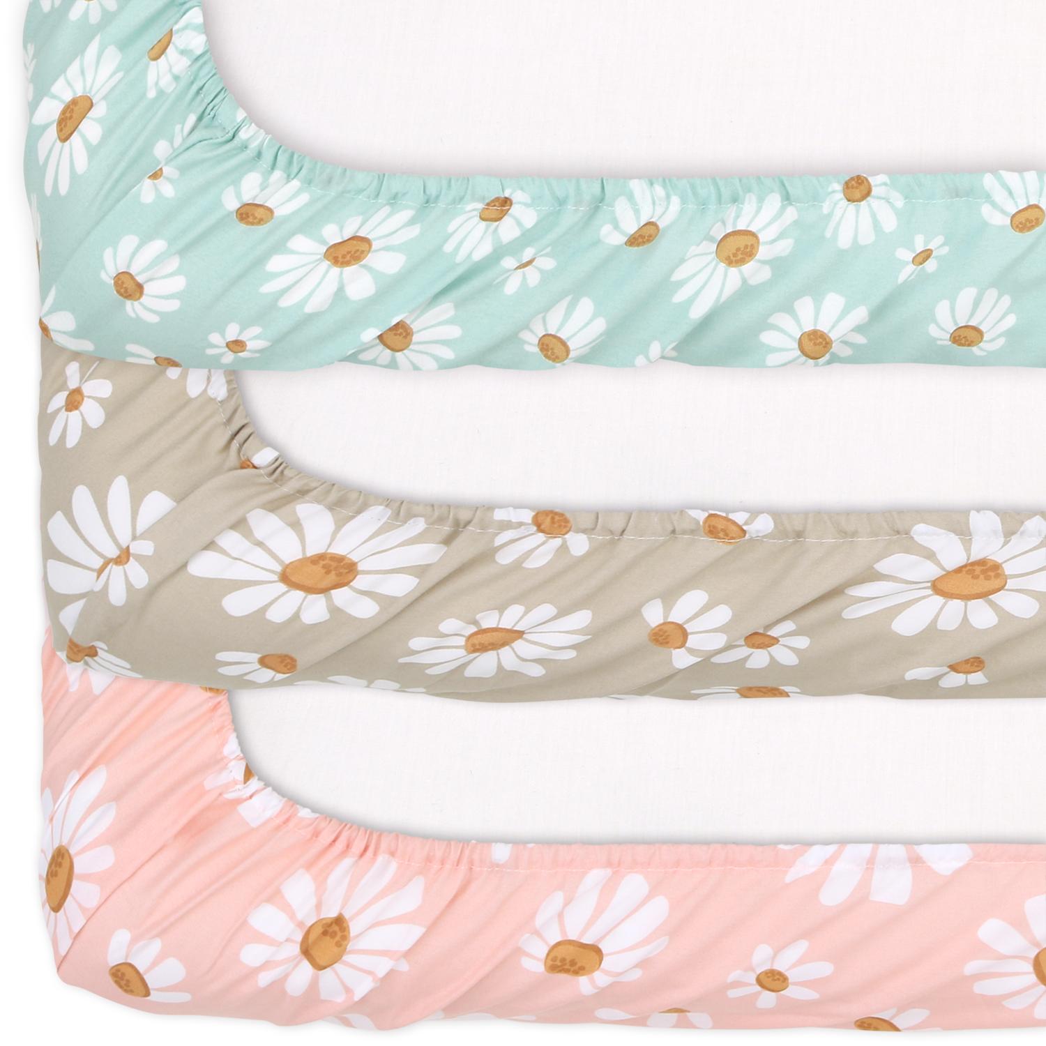 Daisy Dreams Fitted Playard Sheets, 3-Pack