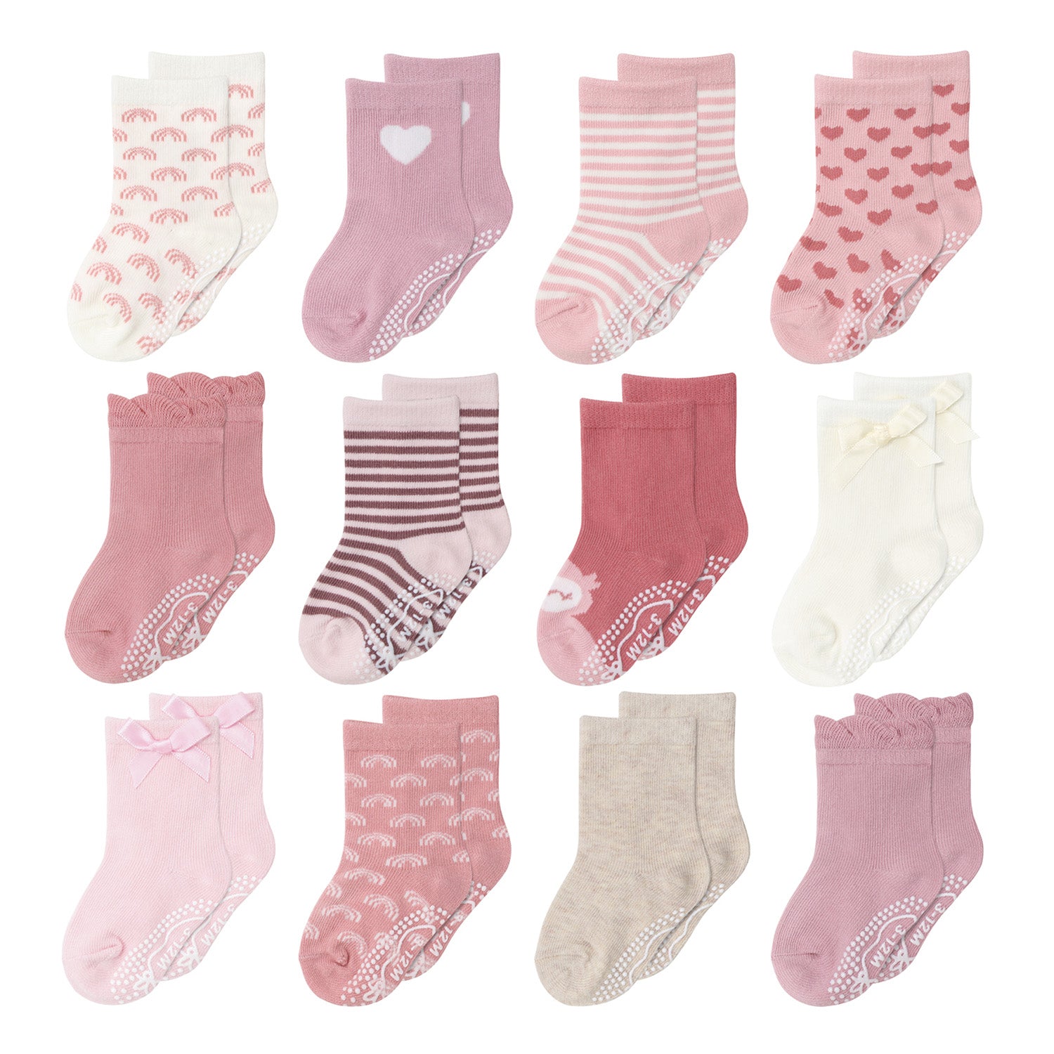 Baby Girls 12pk Organic Cotton Socks, Blush/Mauve