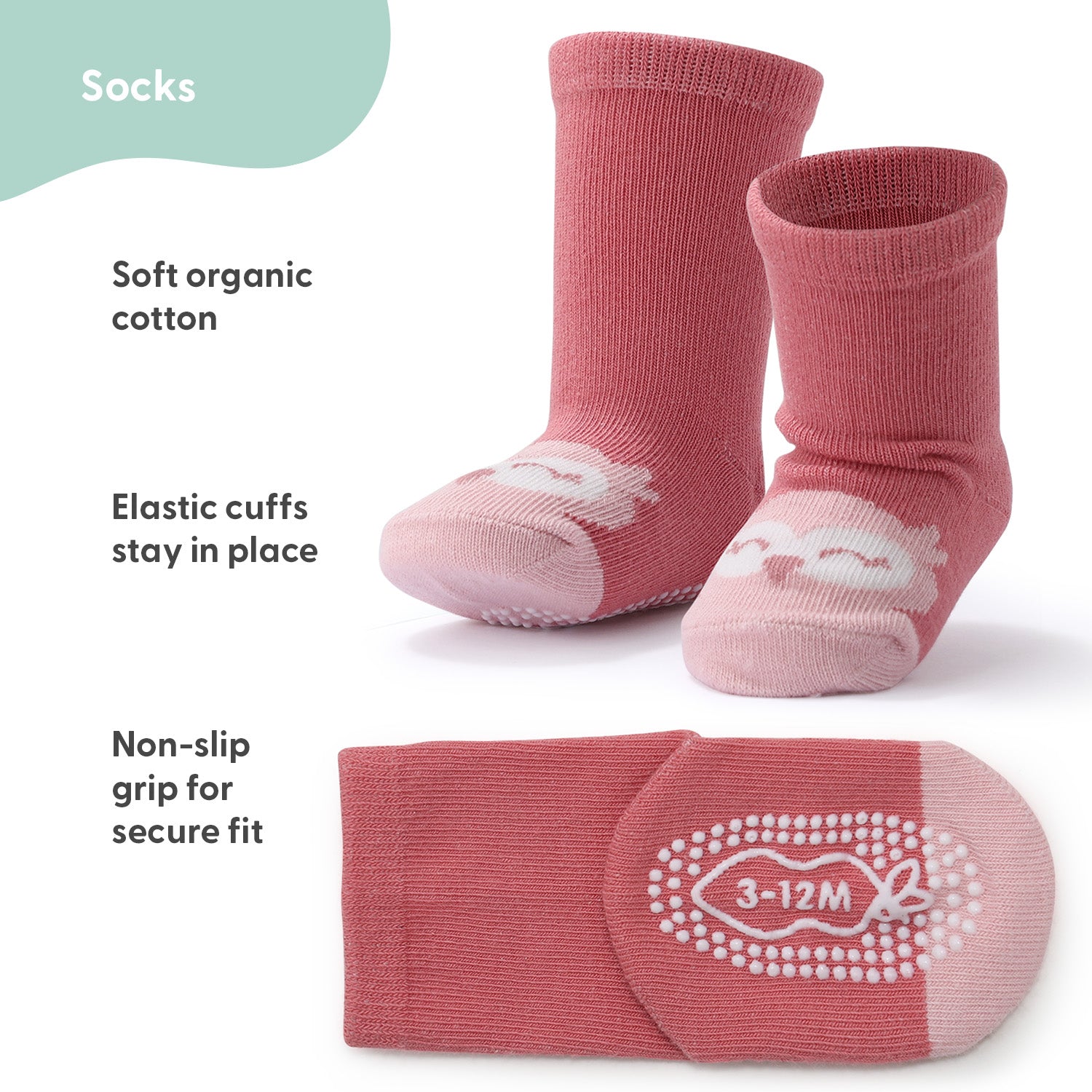 Baby Girls 12pk Organic Cotton Socks, Blush/Mauve