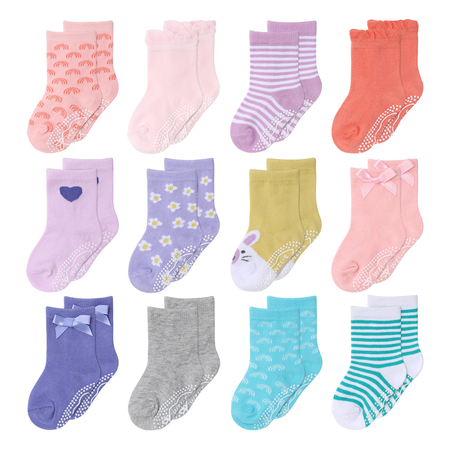 Baby Girls 12pk Organic Cotton Socks, Pastel/Multi