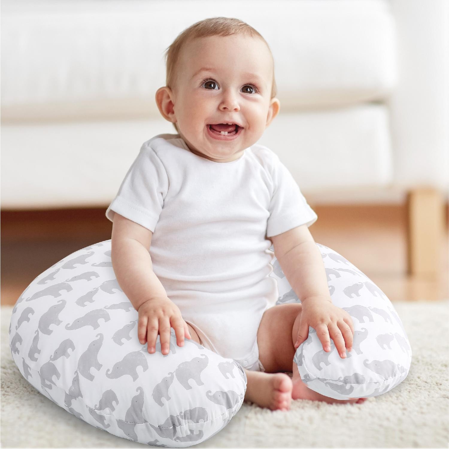 Grey Elephant Nursing PIllow