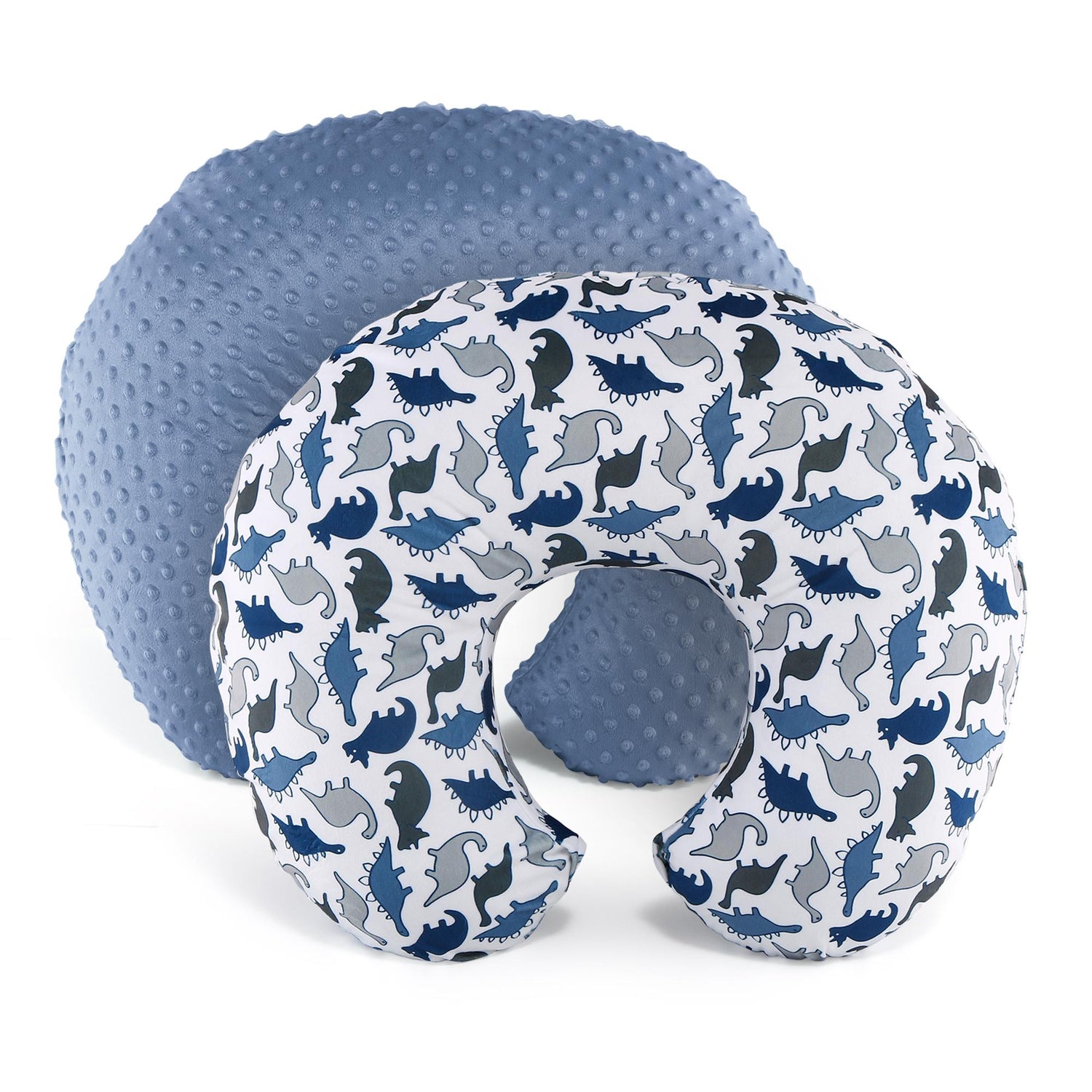 Dinosaur Print and Navy Blue Minky Dot Pillow Covers, 2 Pack Set