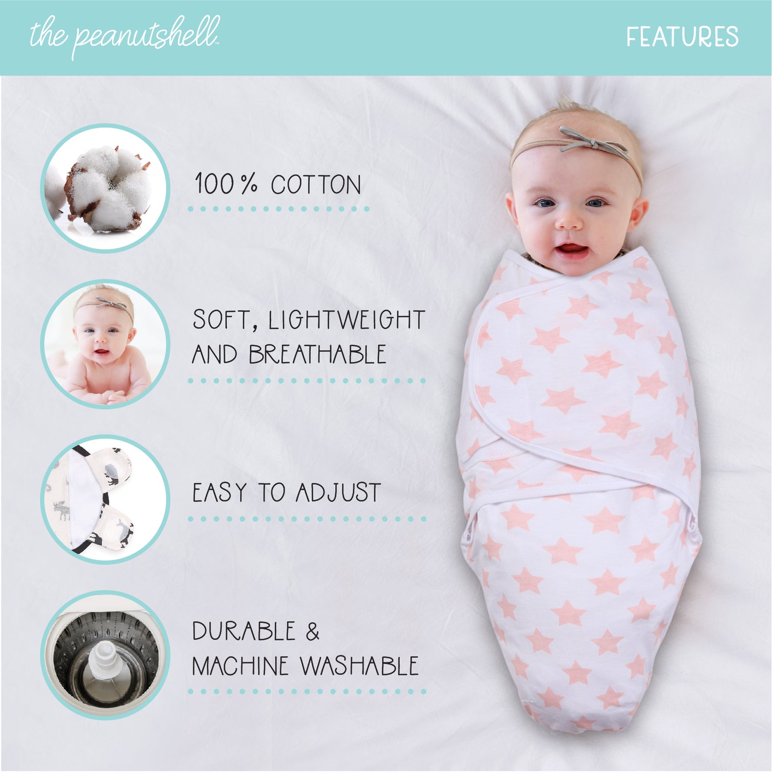 Pink Patterned Swaddles, 3-Pack Set