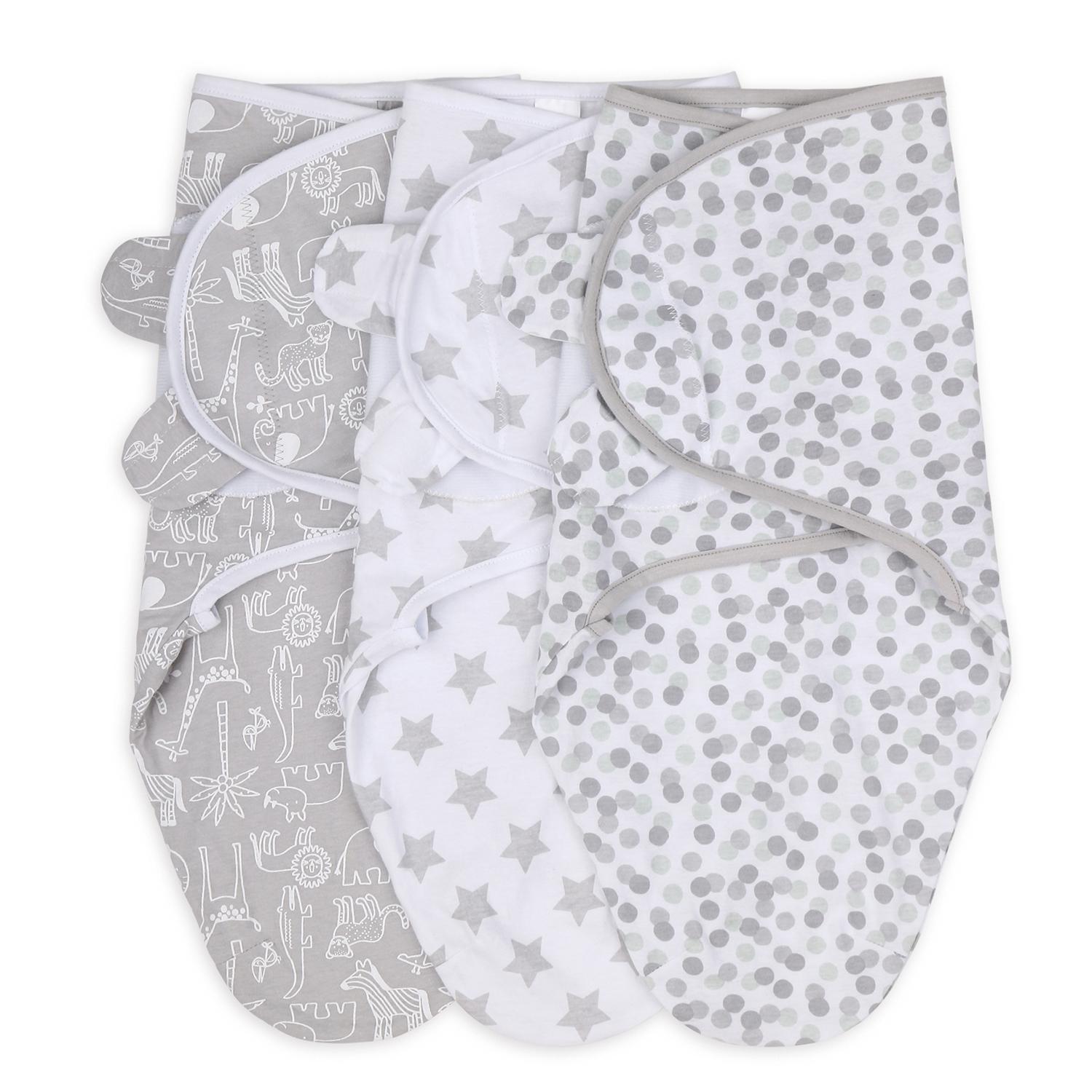 Grey Patterned Swaddles, 3-Pack Set