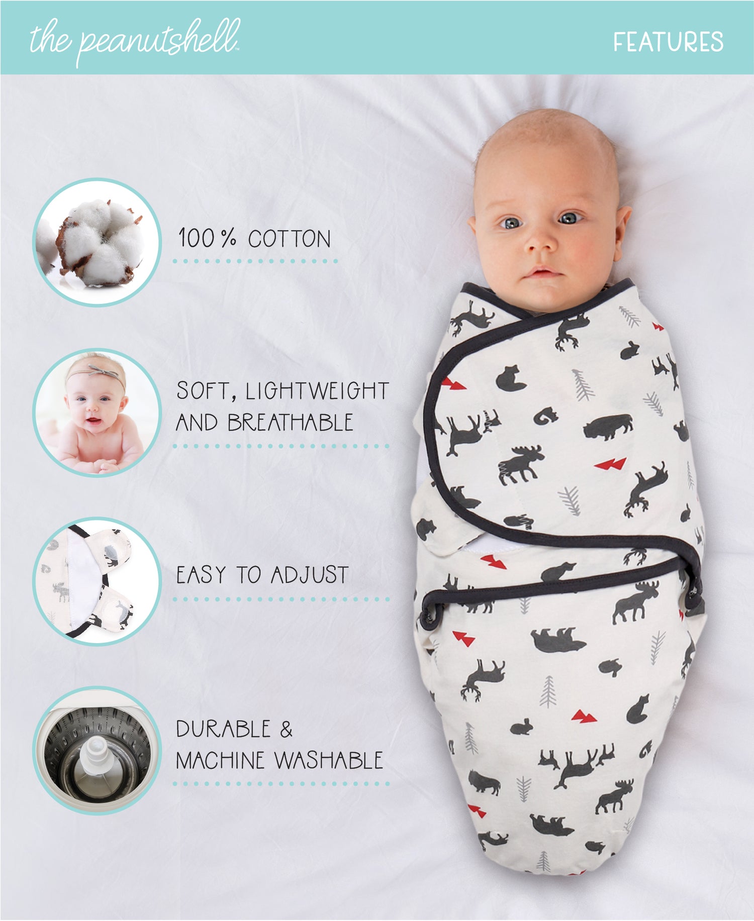 Red Woodsy Swaddles, 3-Pack Set