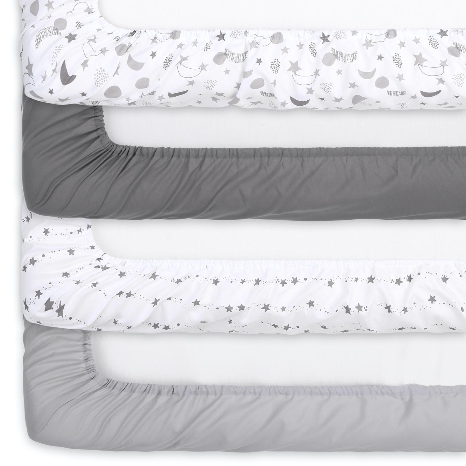 Celestial Moon and Stars 4-Pack Fitted Crib Sheet Set