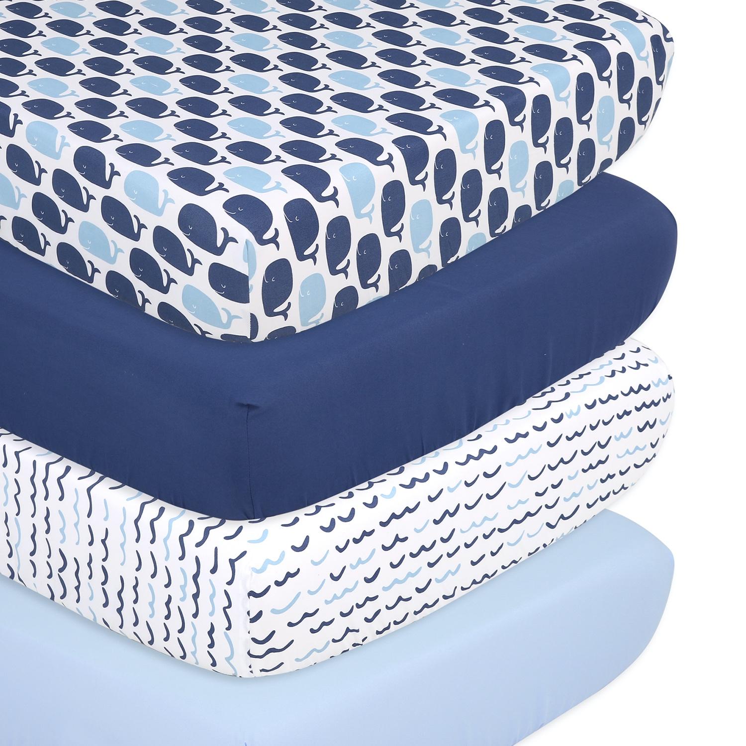 Nautical 4-Pack Fitted Crib Sheet Set