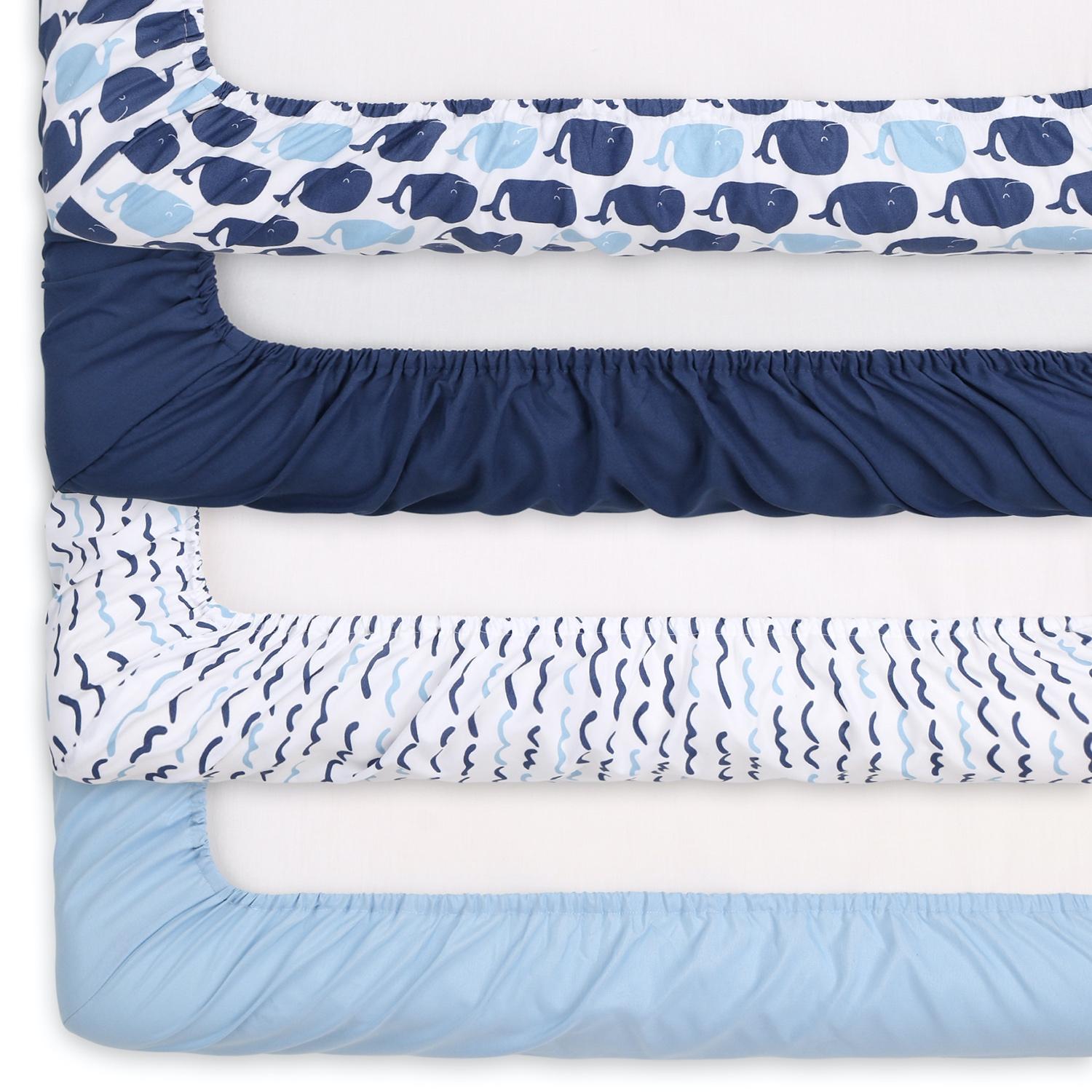 Nautical 4-Pack Fitted Crib Sheet Set