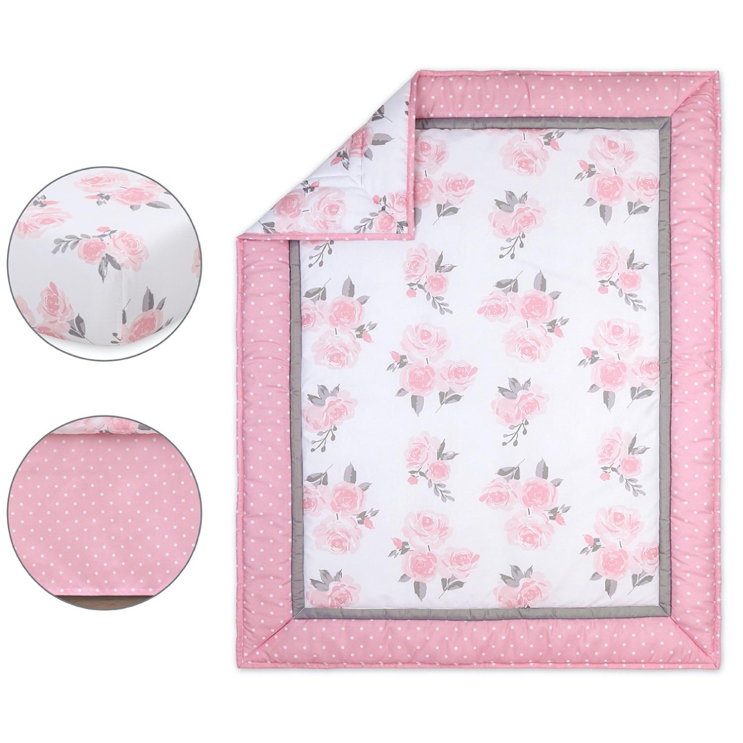 Pink Floral 3-Piece Crib Bedding Set