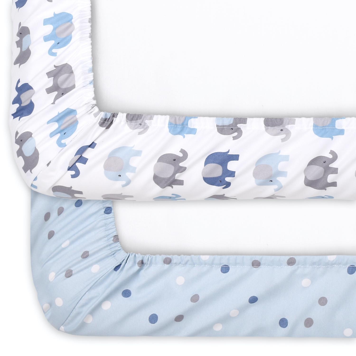 Sleepy Elephant 2-Pack Crib Sheet Set