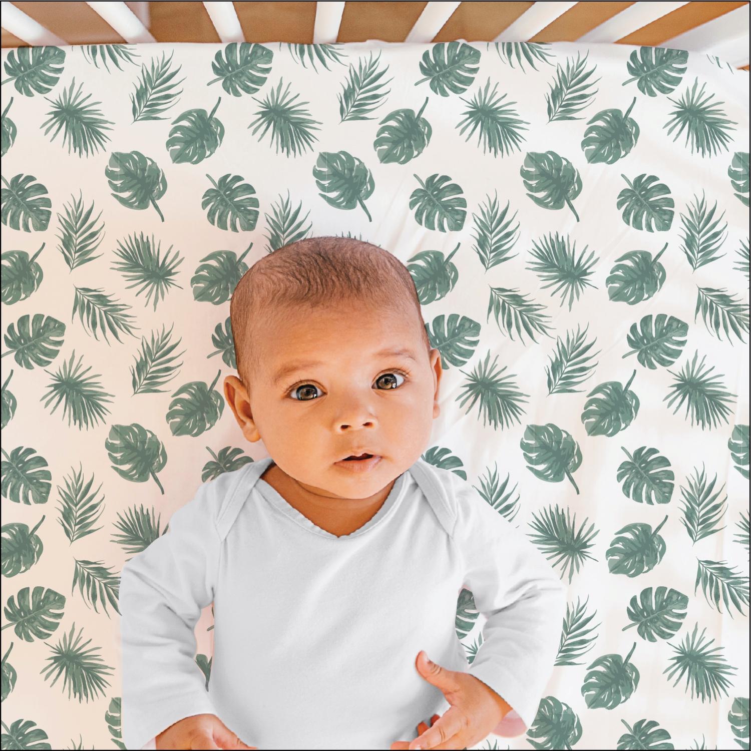 Botanical Leaf and Stripe 2-Pack Crib Sheet Set