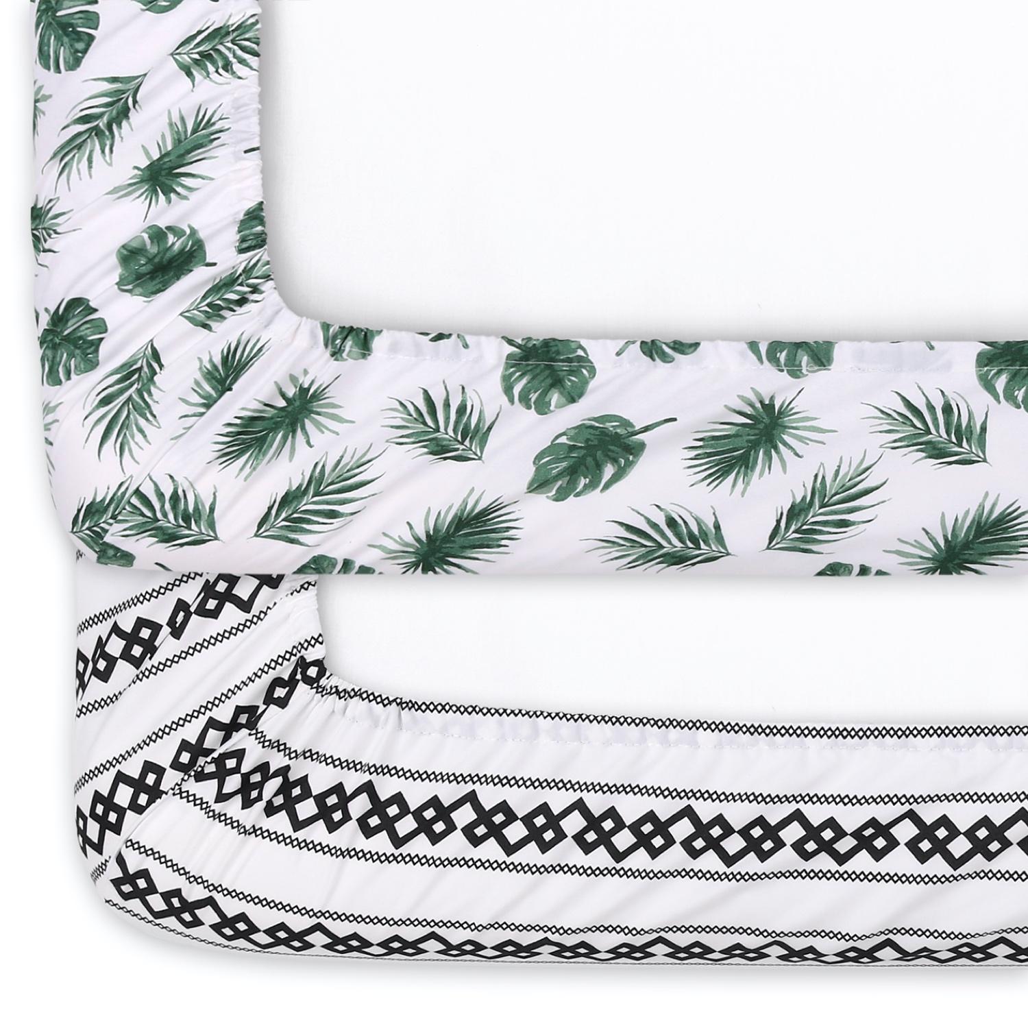 Botanical Leaf and Stripe 2-Pack Crib Sheet Set