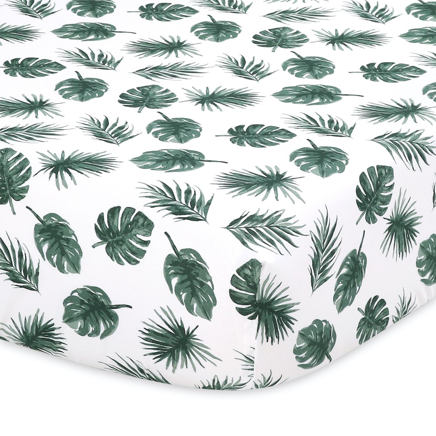 Botanical Leaf and Stripe 2-Pack Crib Sheet Set