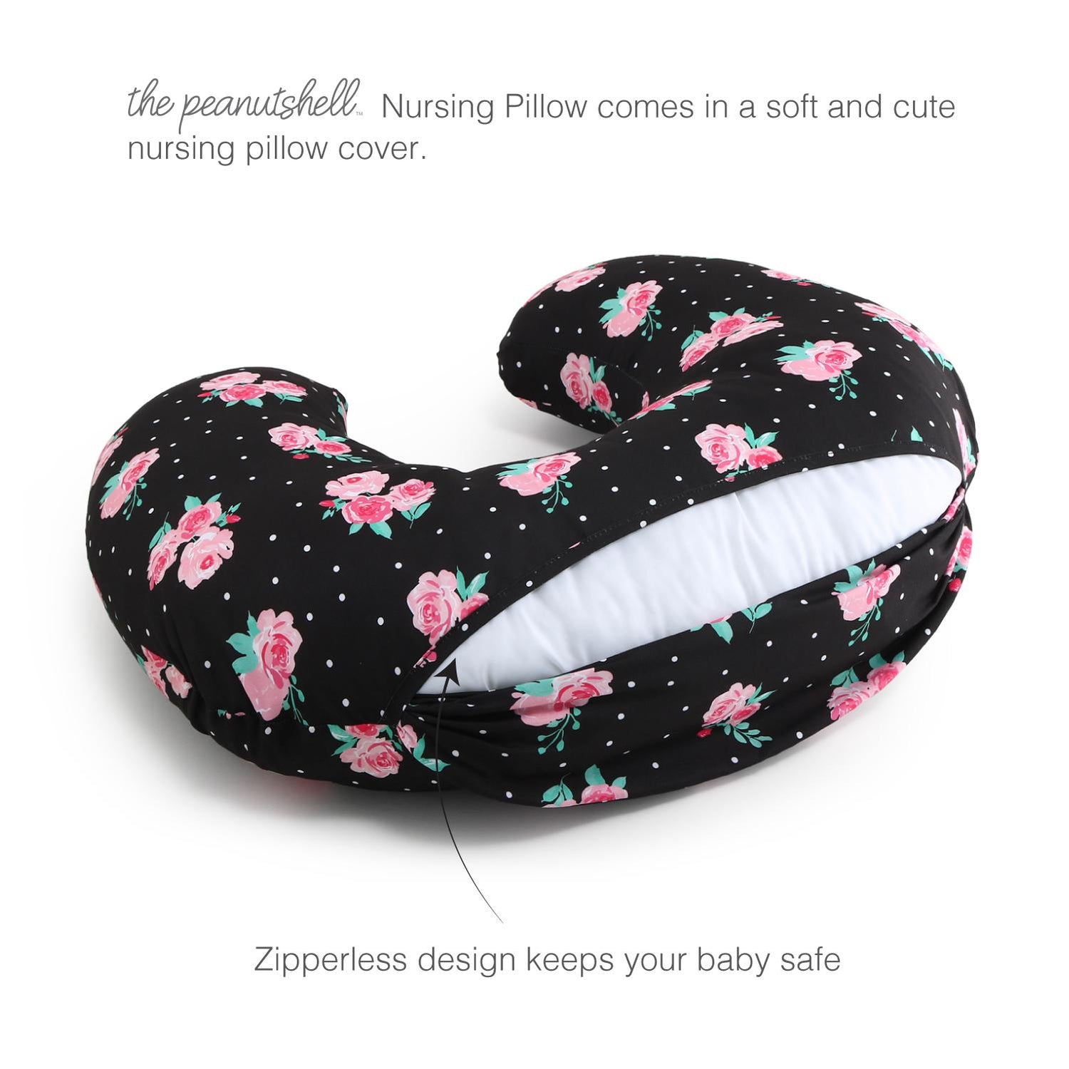 Black & Pink Floral Nursing Pillow