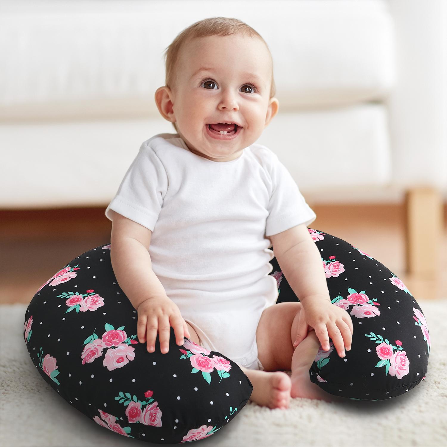 Black & Pink Floral Nursing Pillow