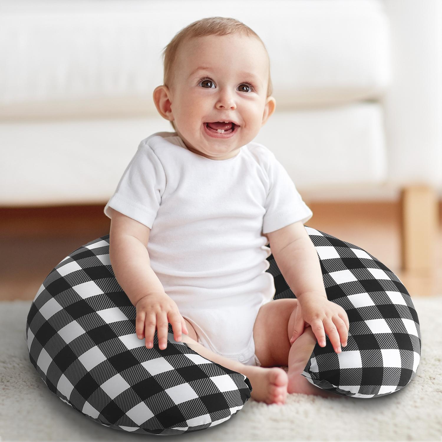 Black & White Buffalo Plaid Nursing Pillow