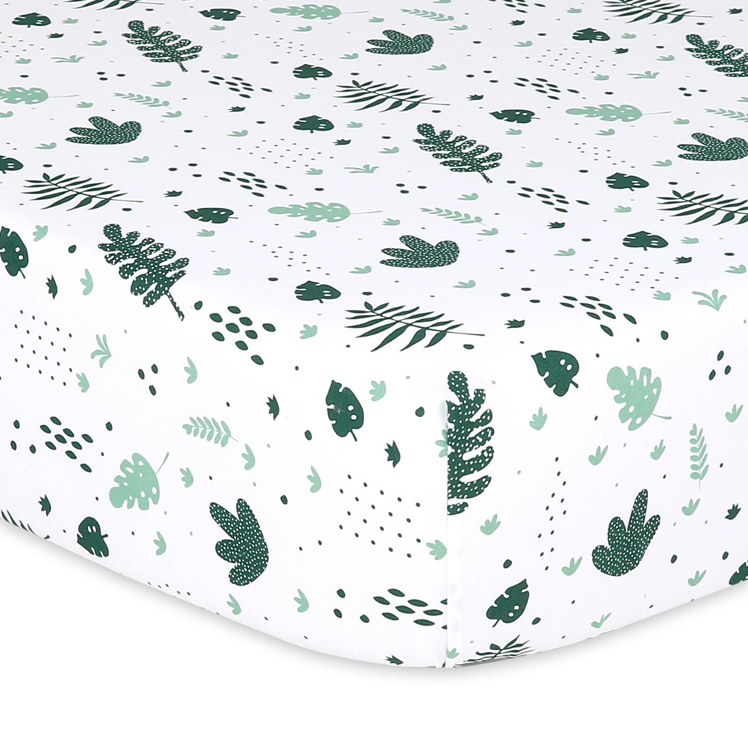 Green Botanical 4-Pack Fitted Crib Sheet Set