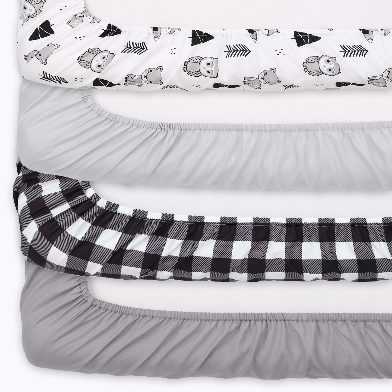 Grey Woodland 4-Pack Fitted Crib Sheet Set