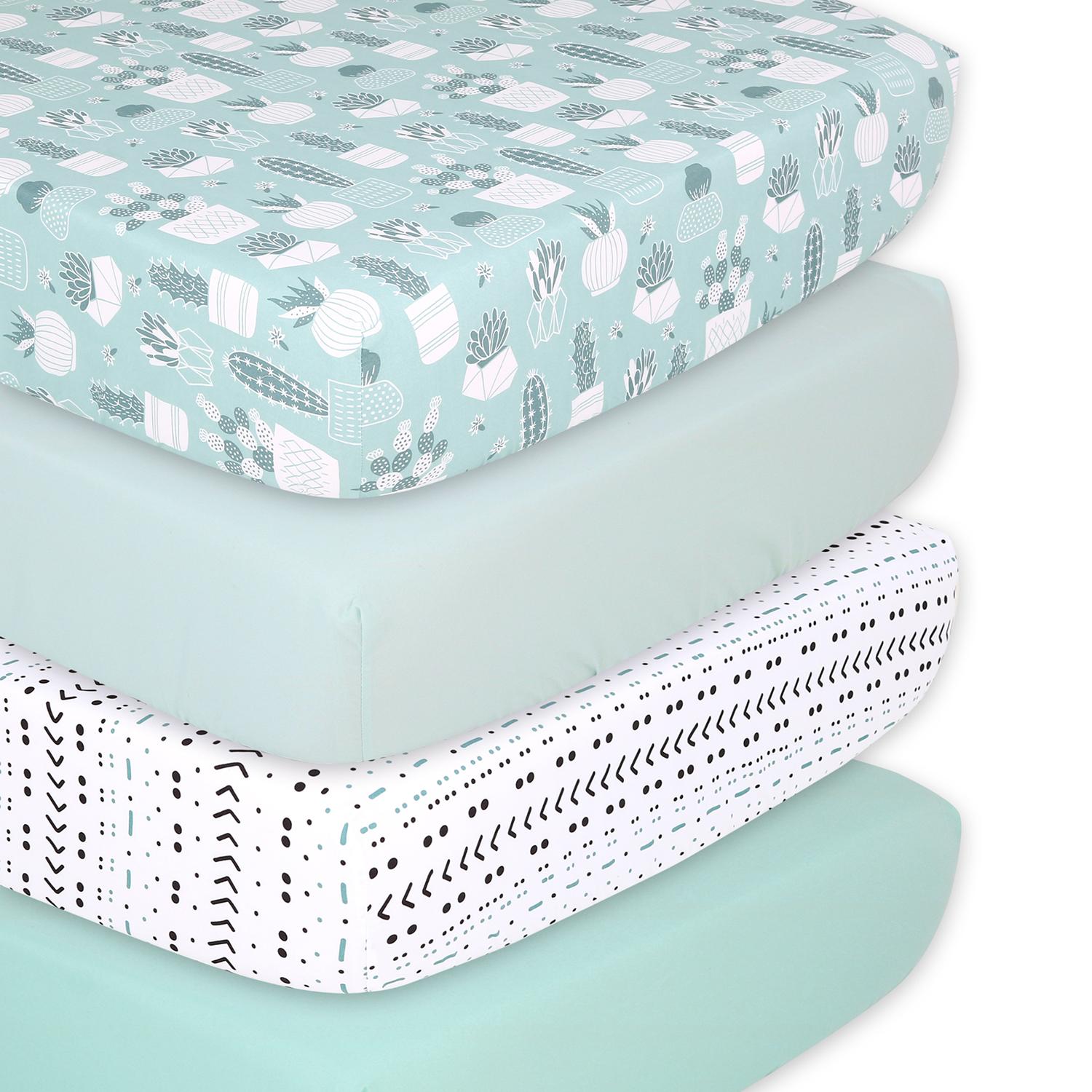 Cactus 4-Pack Fitted Crib Sheet Set