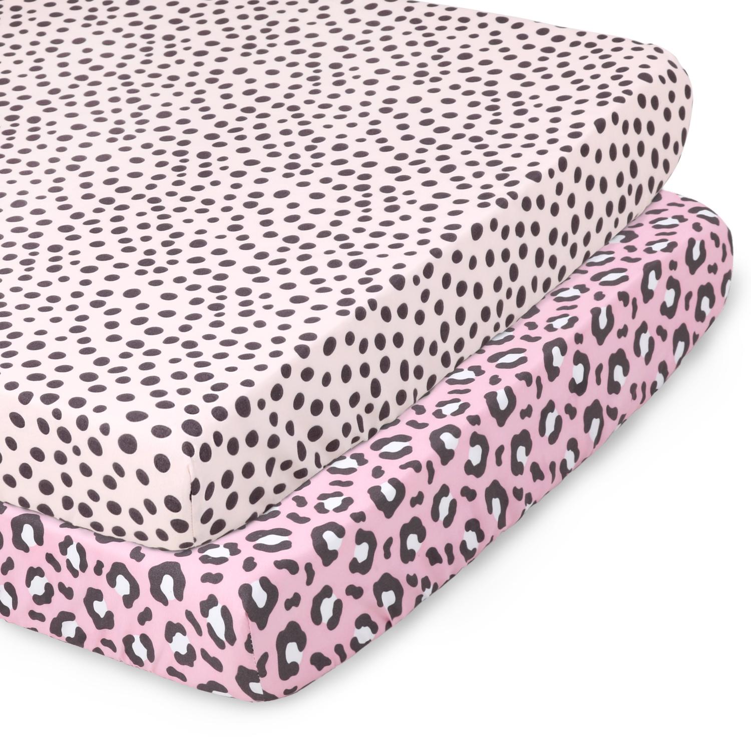 Cheetah Print Fitted Playard Sheets, 2-Pack