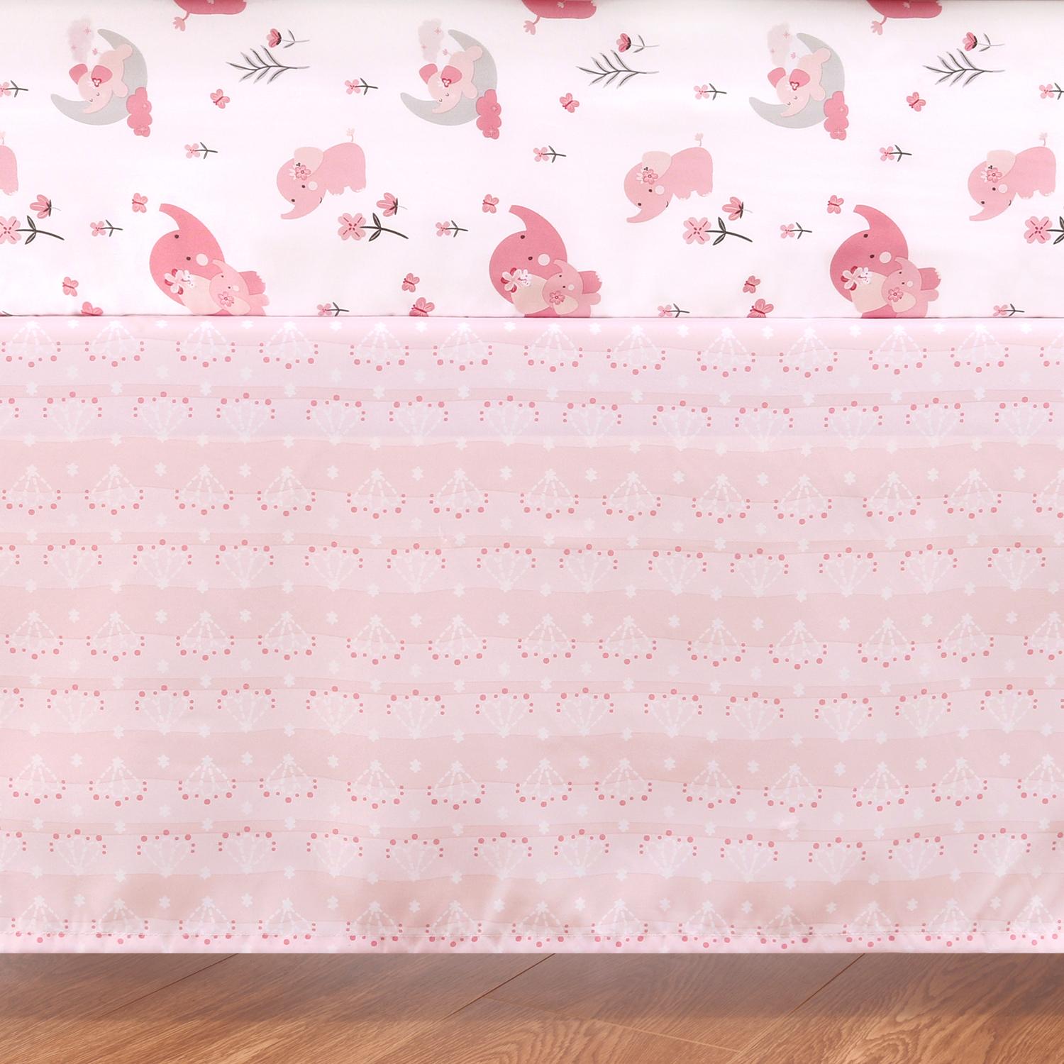 Pink Elephant 3-Piece Crib Bedding Set