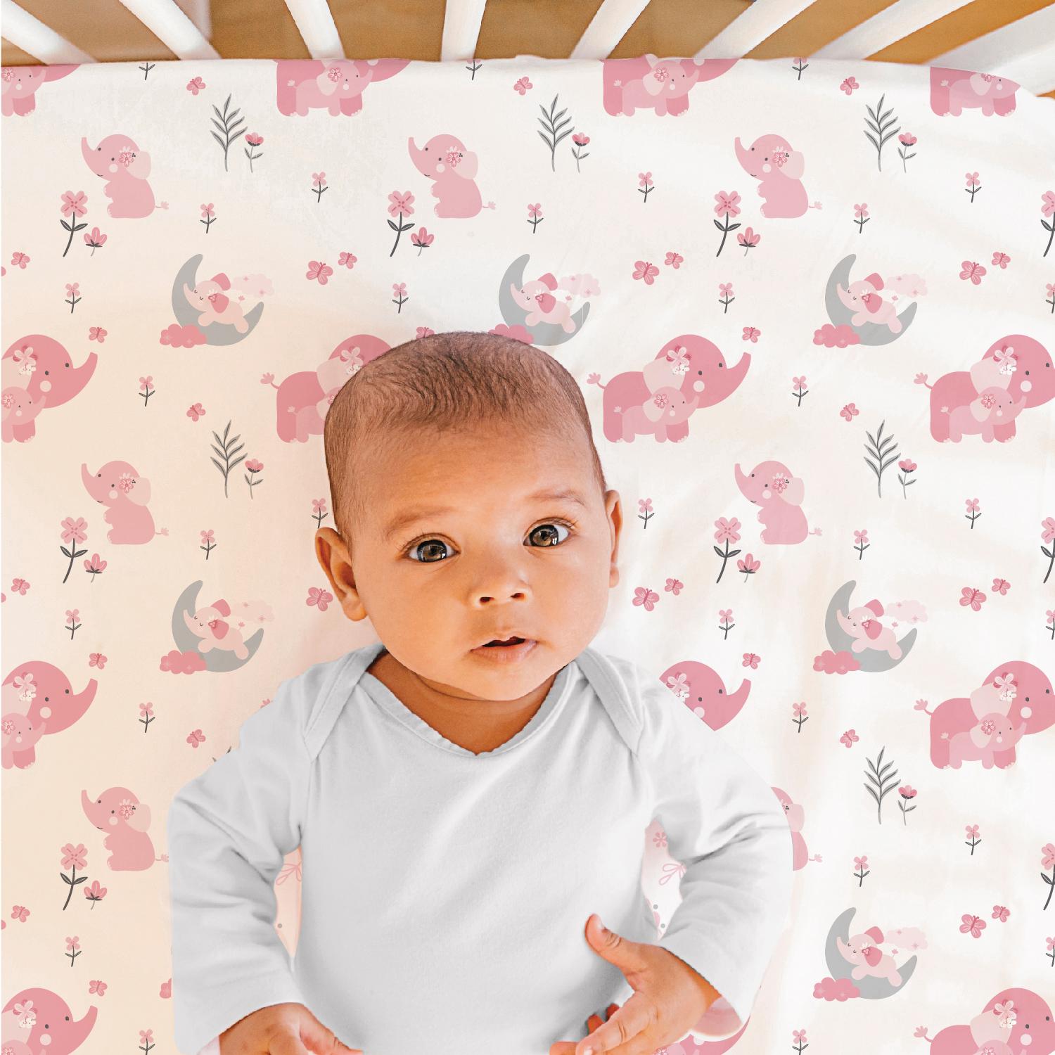 Pink Elephant 3-Piece Crib Bedding Set