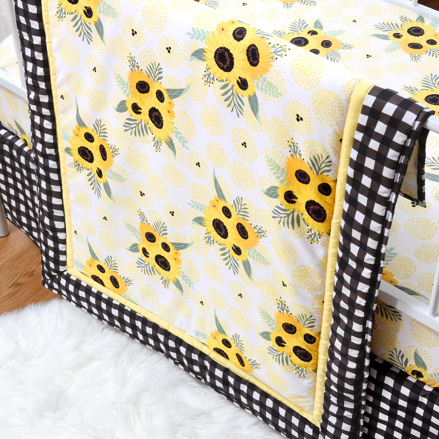 Sunflower Floral 3-Piece Crib Bedding Set