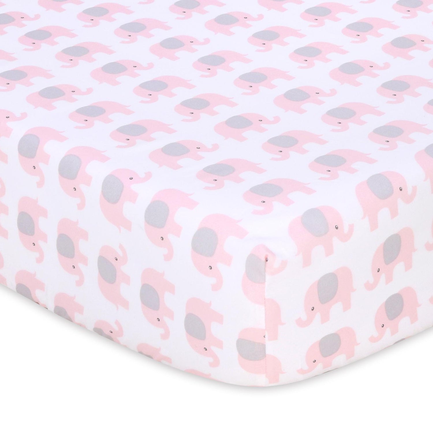 Pink Elephant 4-Pack Fitted Crib Sheet Set