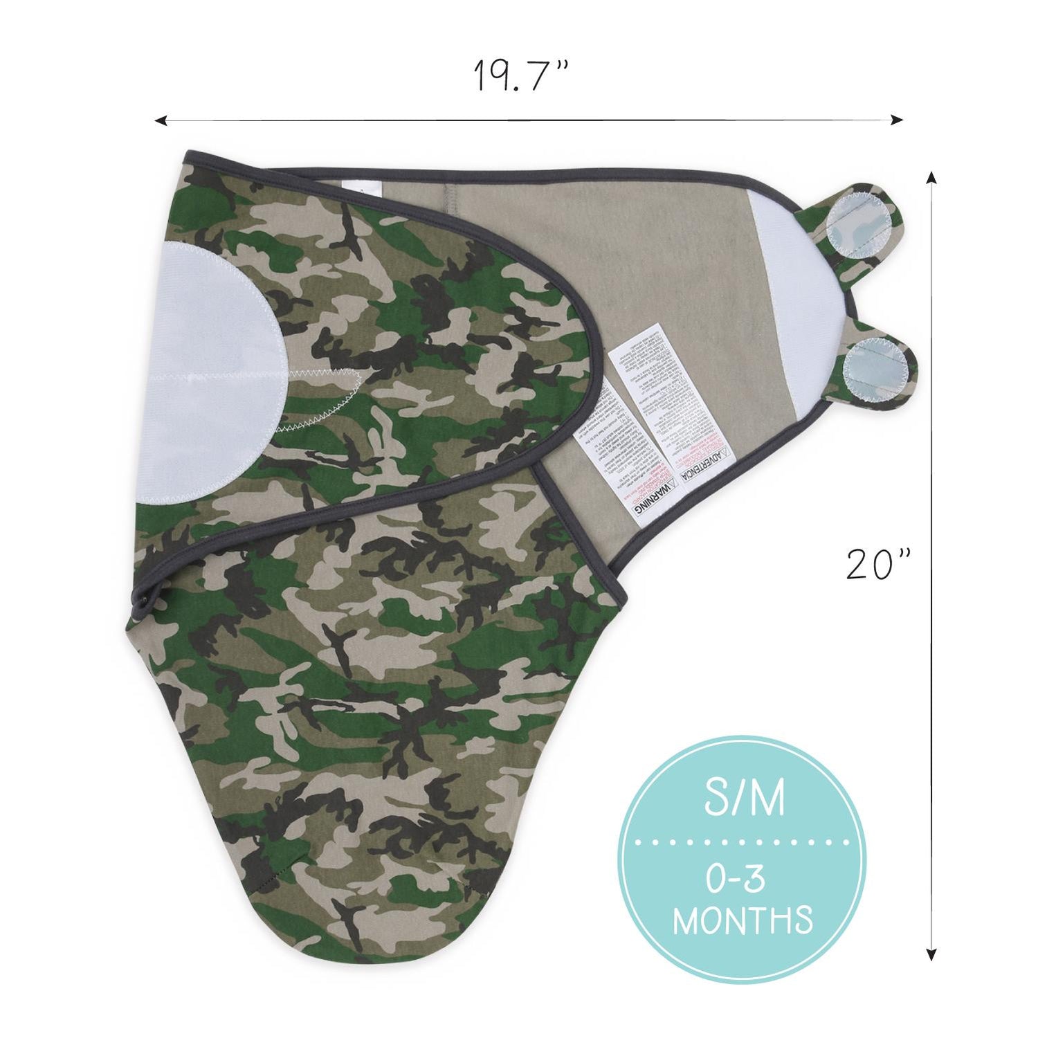 Camo and Elephant Swaddles, 3-Pack Set