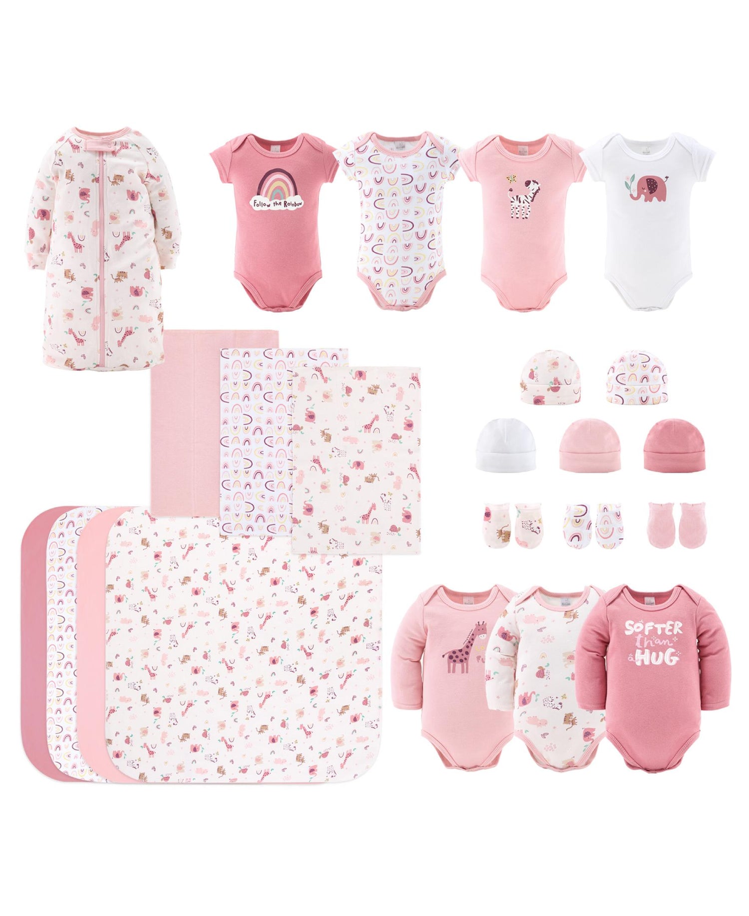 23 Piece Layette Gift Set, Rainbow Safari