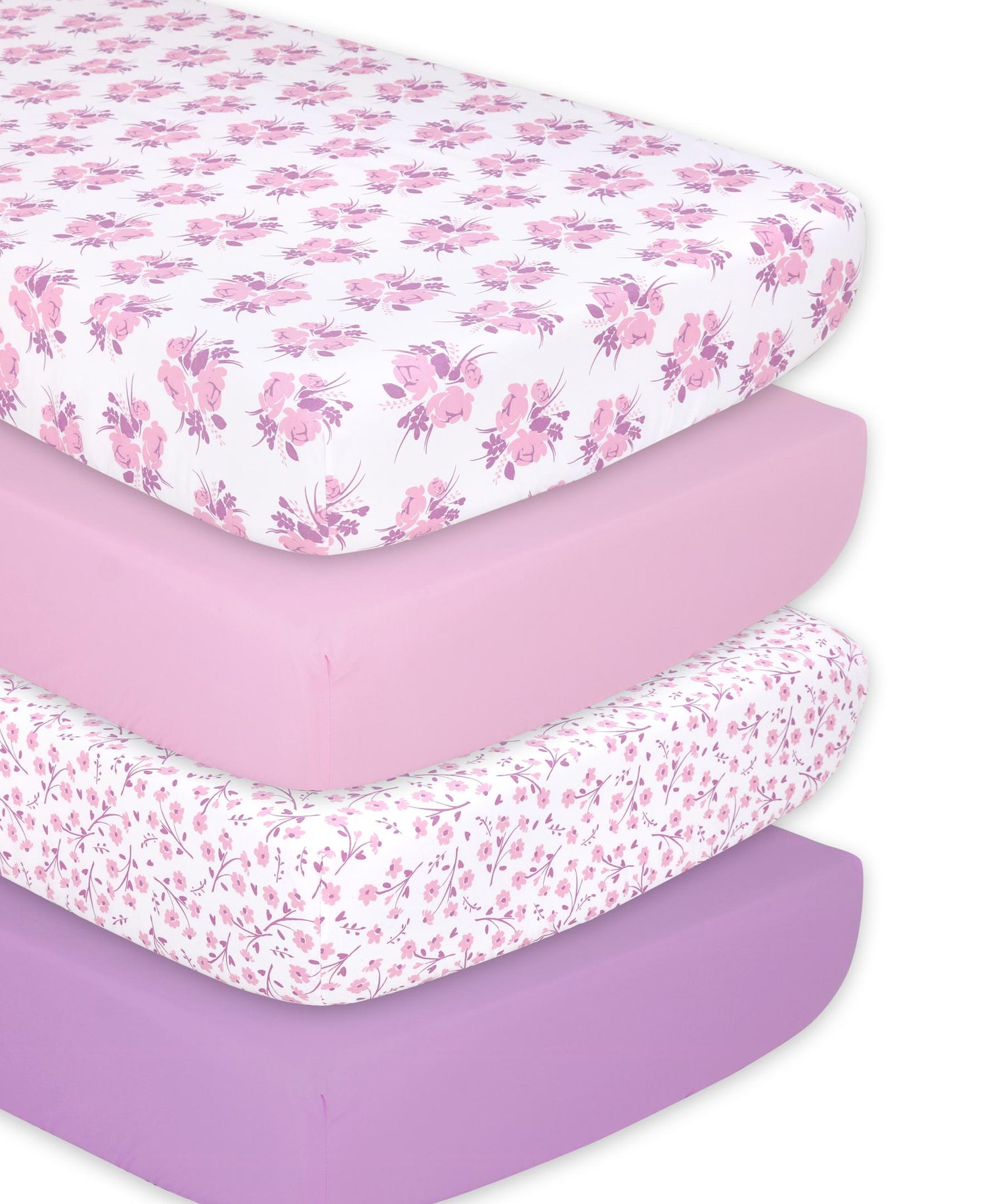 Floral 4-Pack Fitted Crib Sheet Set