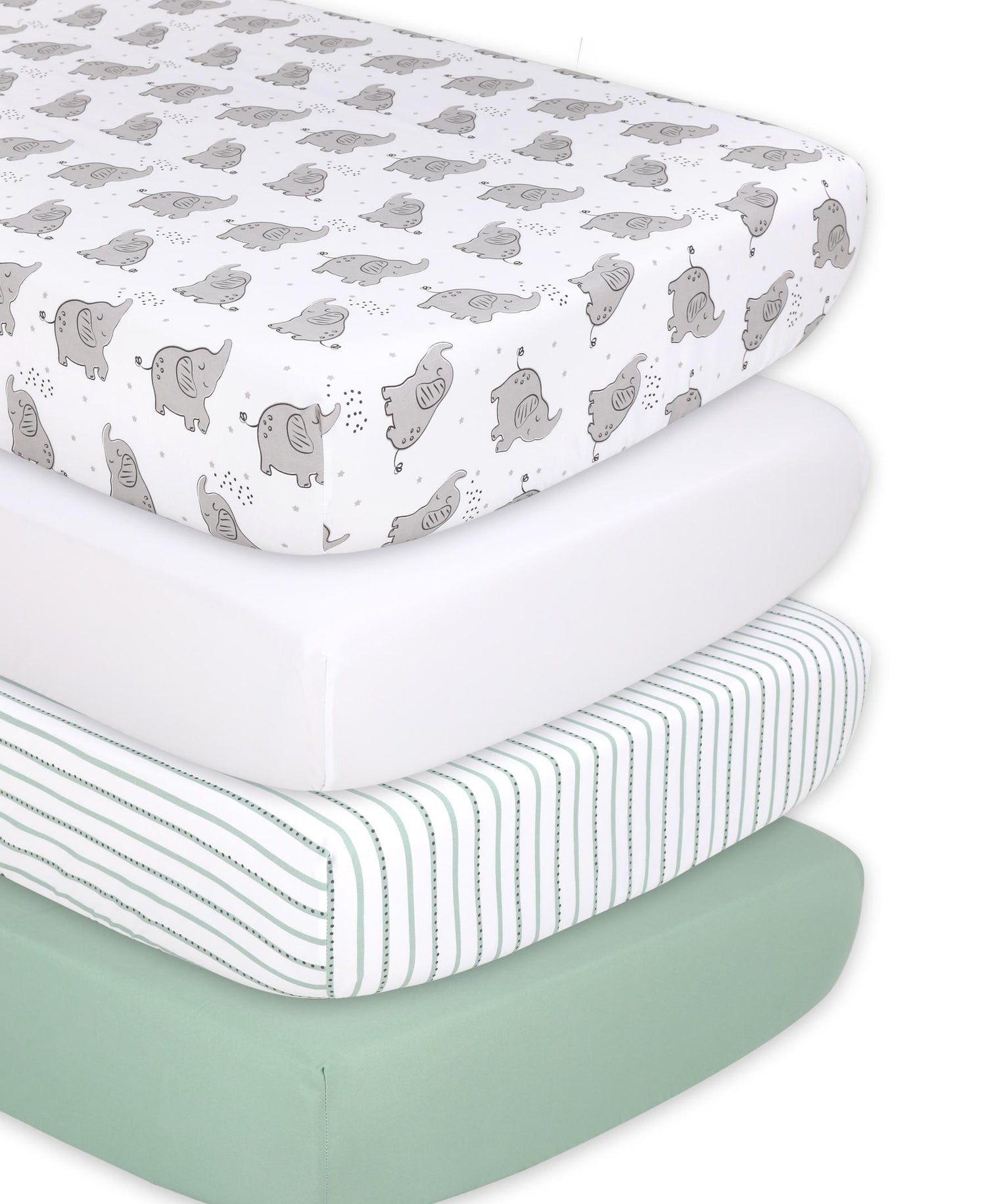 Elephant 4-Pack Crib Fitted Sheet Set