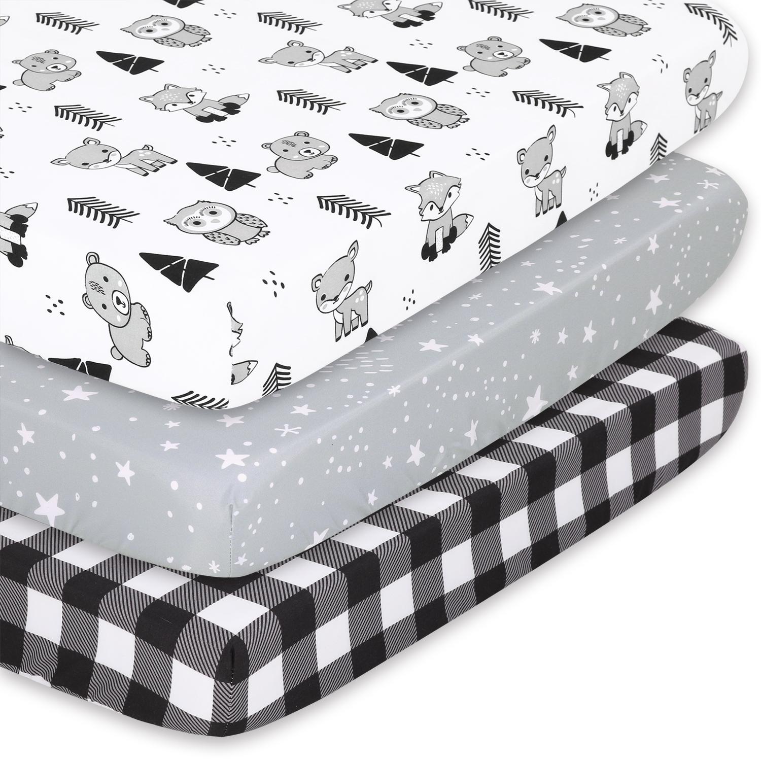 Woodland Fitted Playard Sheets, 3-Pack