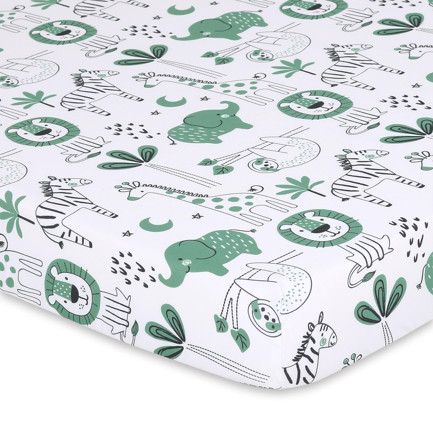 Green Safari Fitted Playard Sheets, 3-Pack