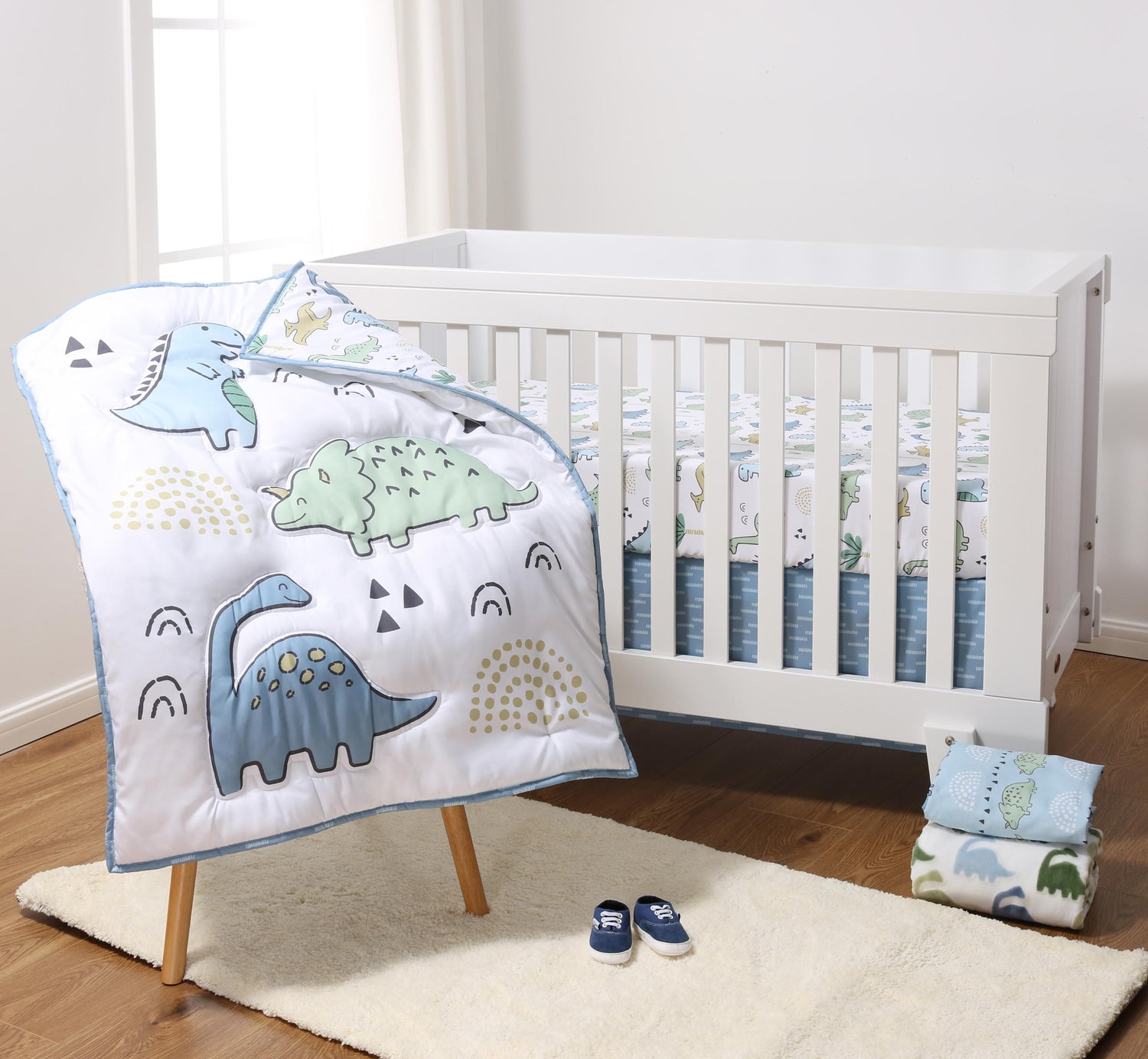 Blue Dino 5-Piece Crib Bedding Set