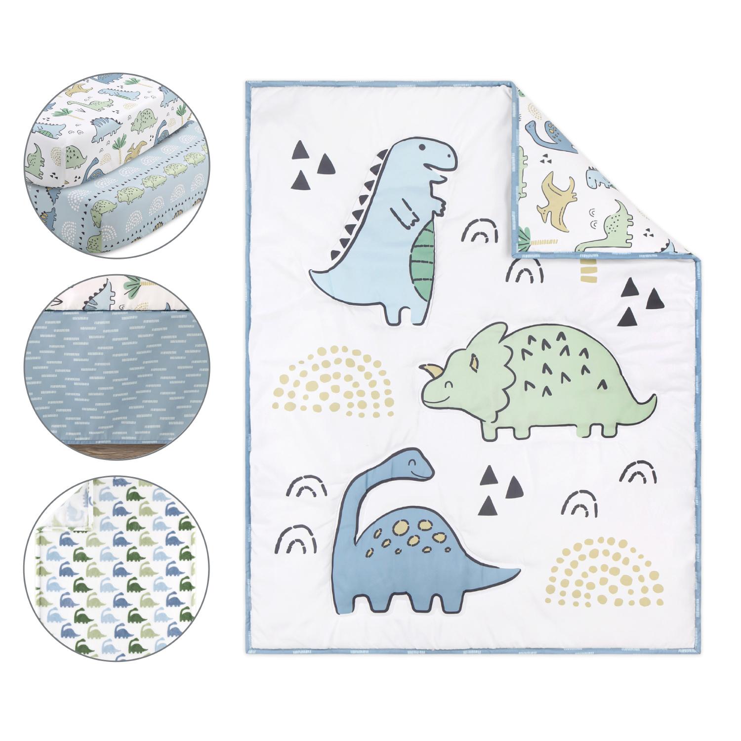 Blue Dino 5-Piece Crib Bedding Set