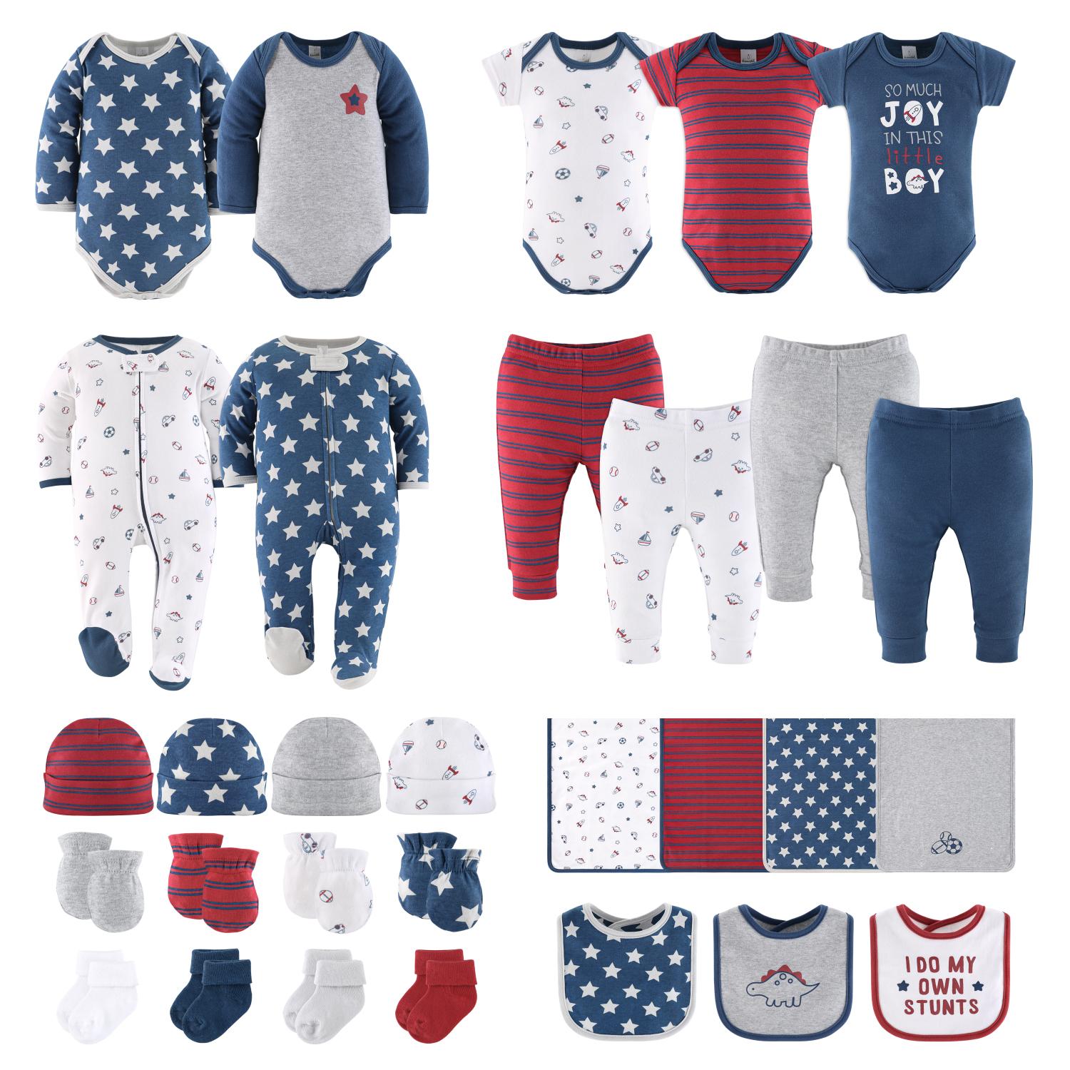 30 Piece Layette Gift Set, Red, White, Blue