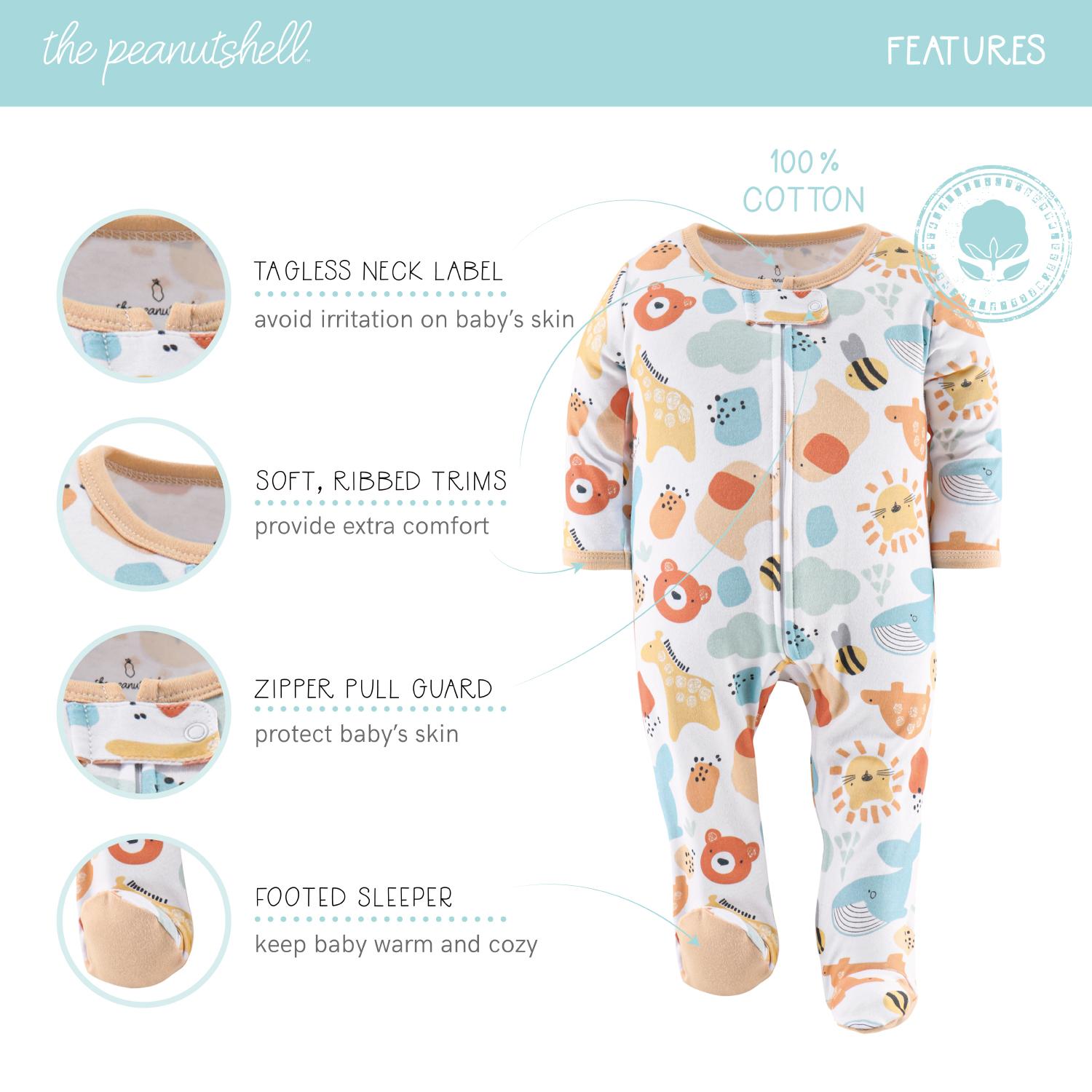 Sunshine Footed Baby Sleepers for Boys and Girls, 3-Pack