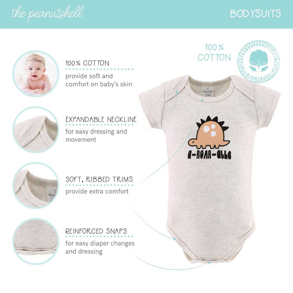 Tiny Dino Baby layette gift set bodysuits