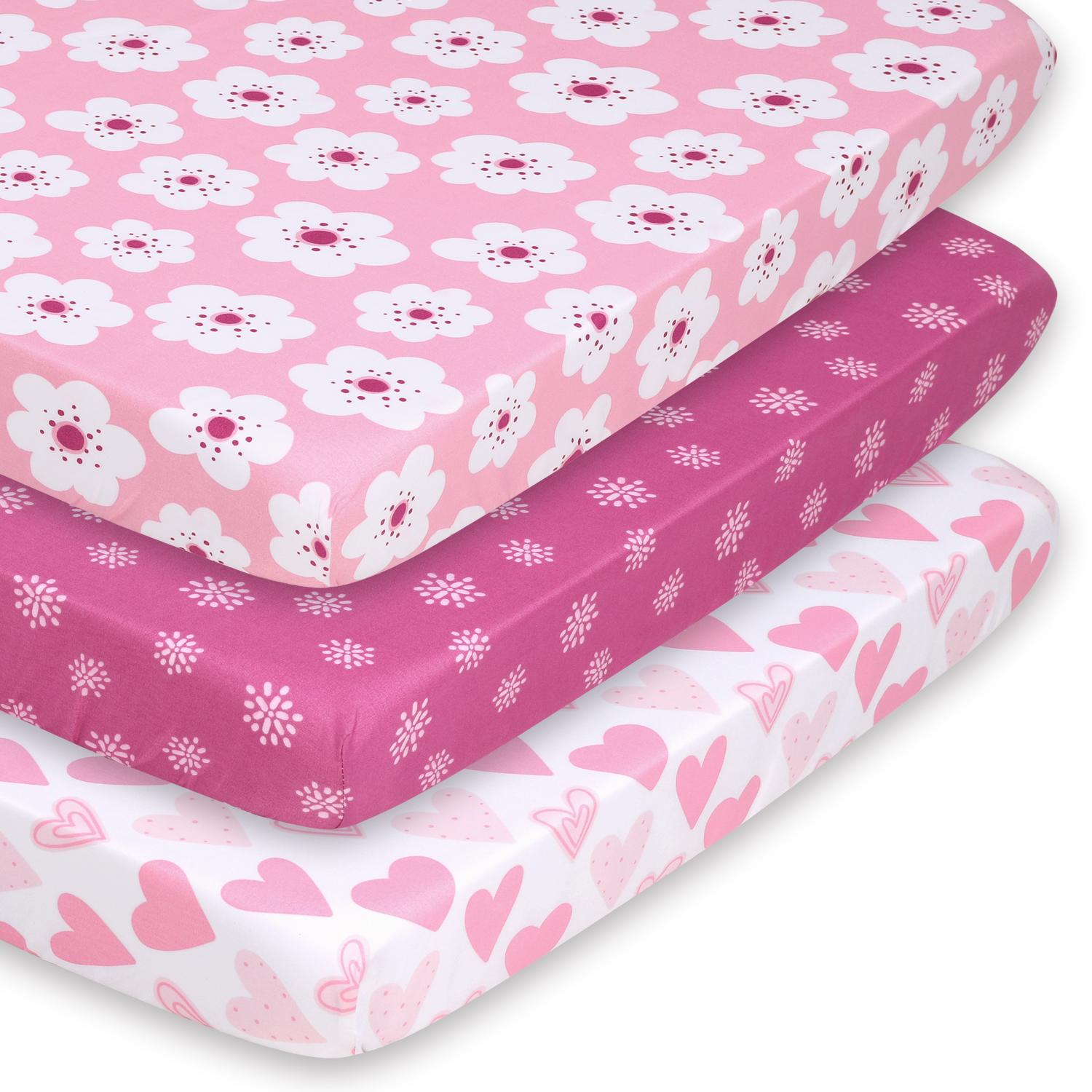 Mod Floral Fitted Playard Sheets, 3-Pack