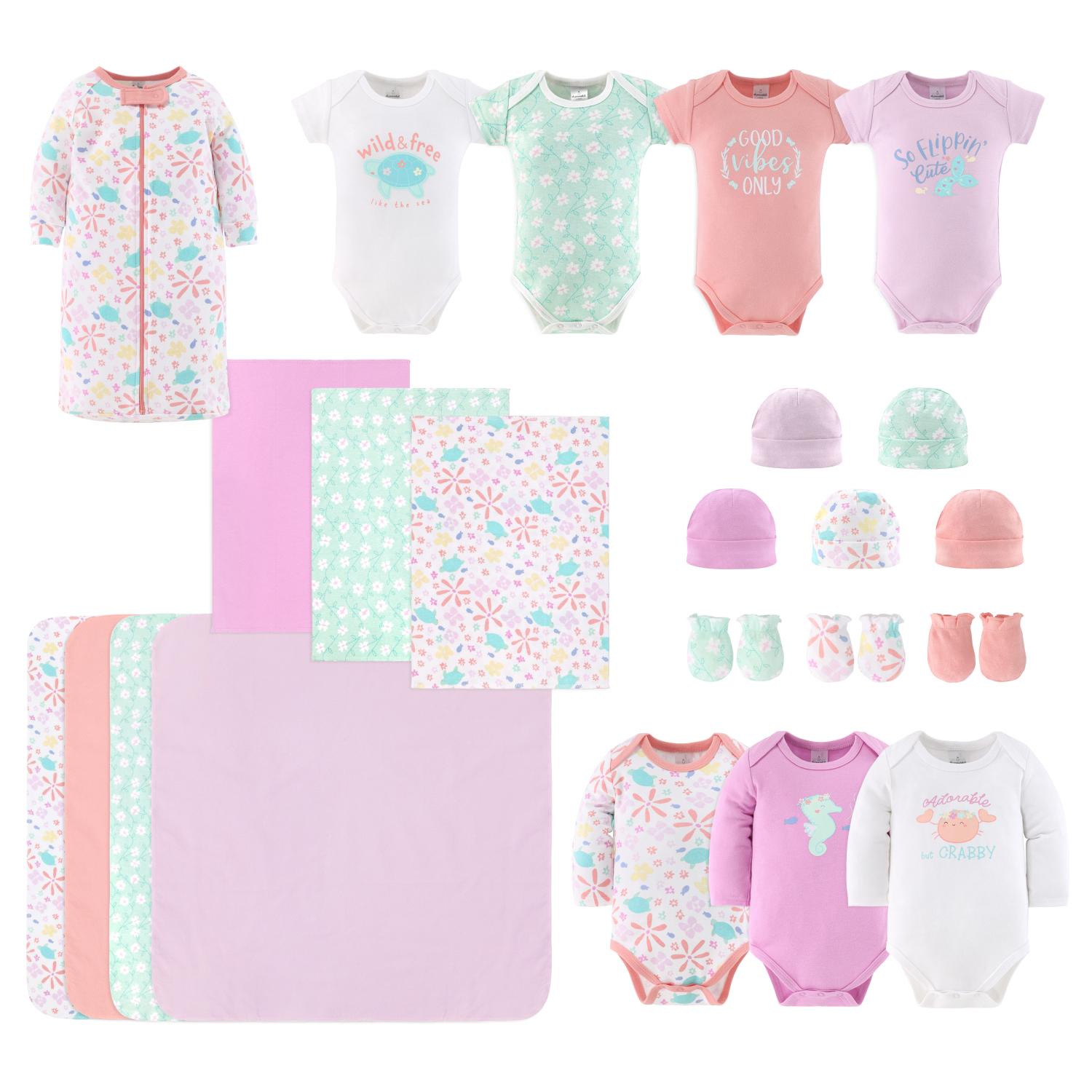 23 Piece Layette Gift Set, Ocean Flower