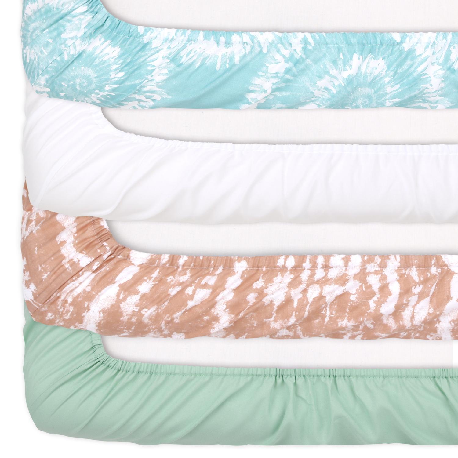 Boho Tie Dye 4-Pack Fitted Crib Sheet Set