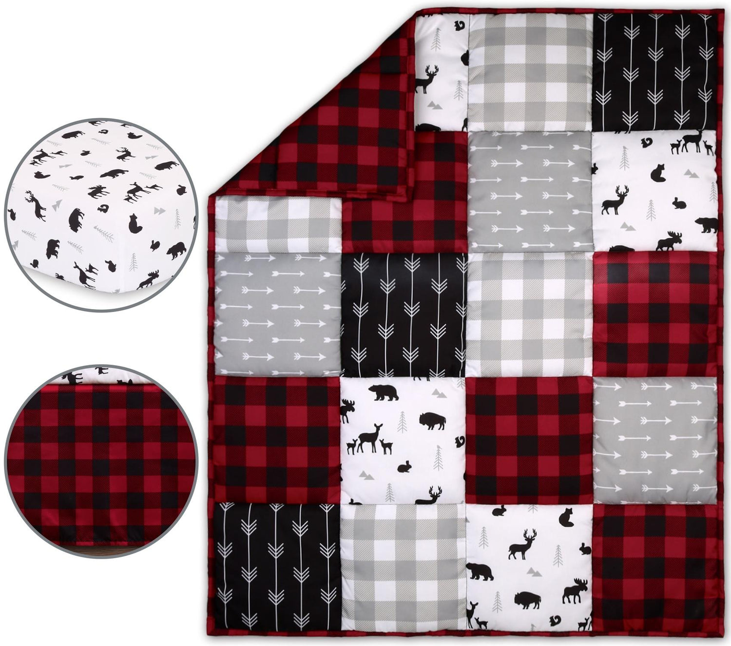 Buffalo Plaid 3-Piece Crib Bedding Set