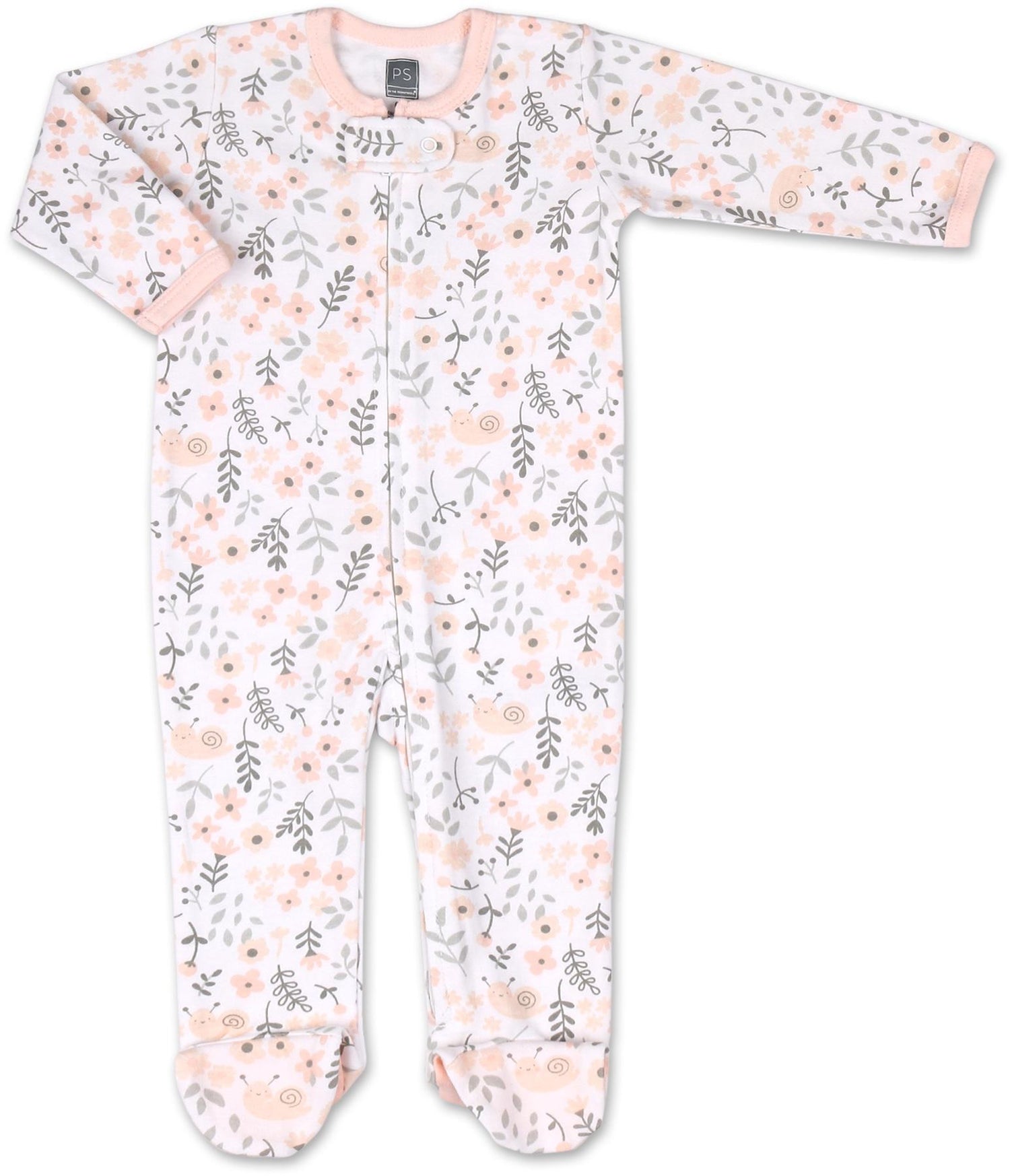 Baby Girl Flower Footed Baby Sleepers for Girls, 3-Pack