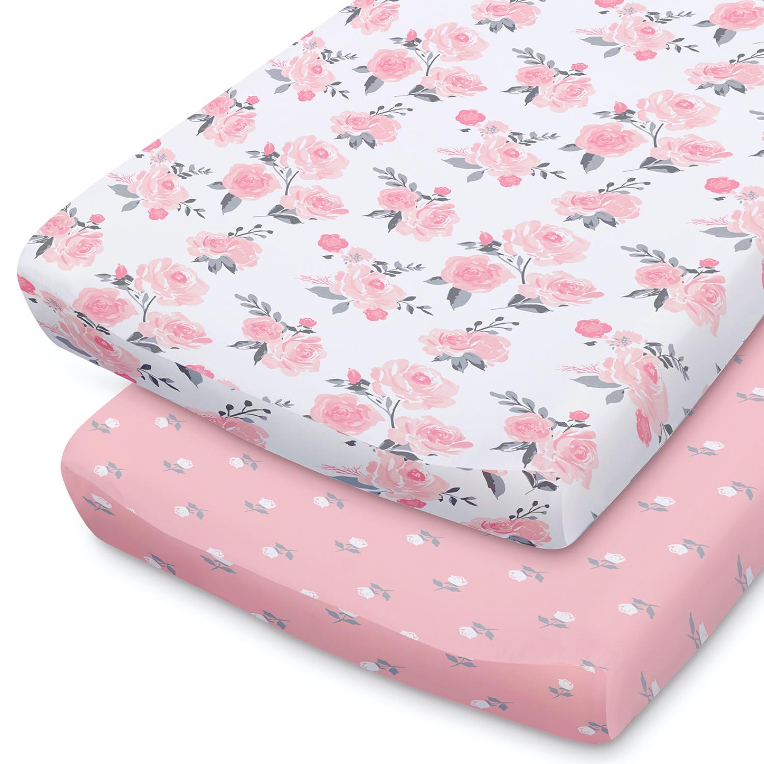 Pink Roses & Ditsy Floral Changing Pad Covers